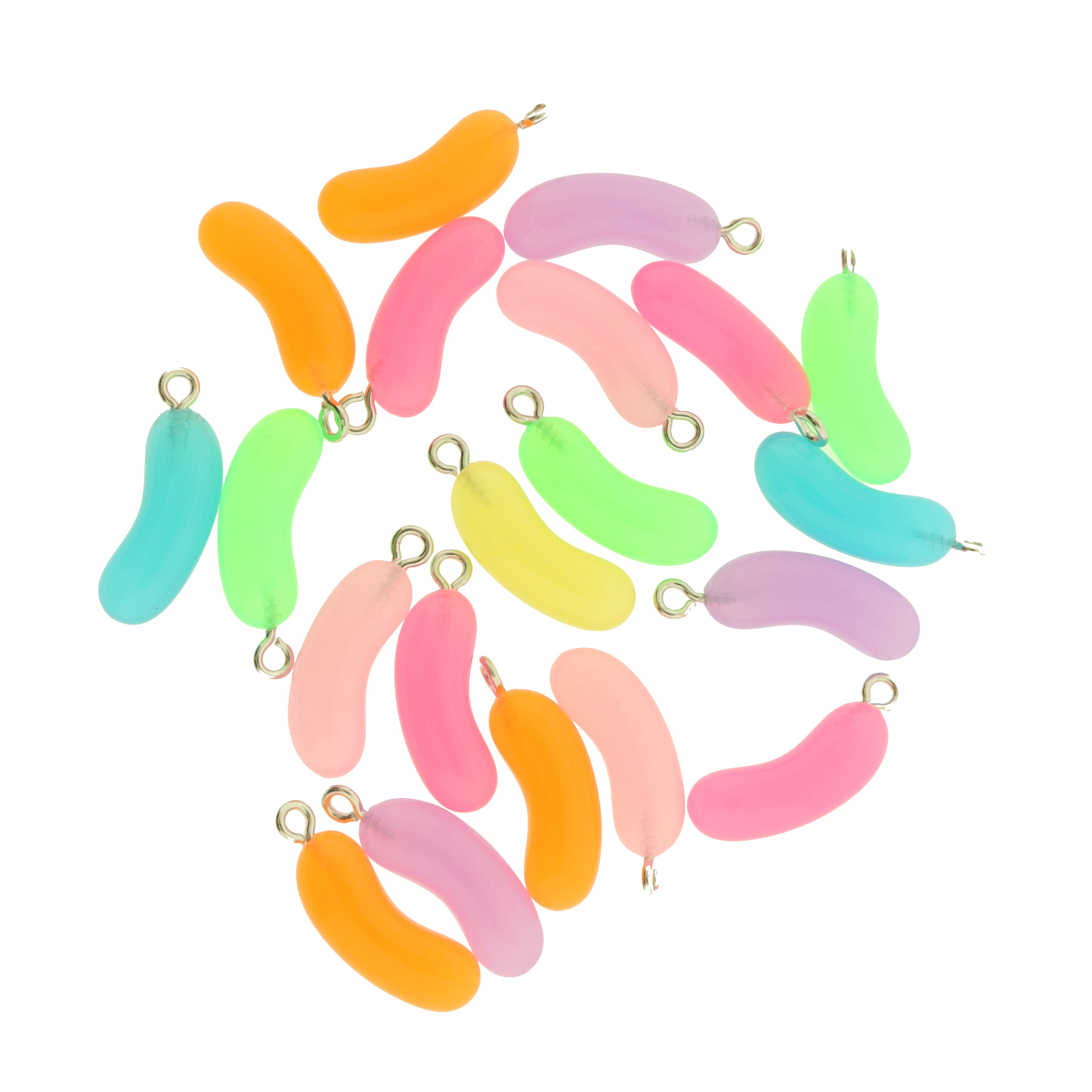 10 breloques en résine assorties en forme de bonbons Jelly Bean avec boucle - Multicolore - K023