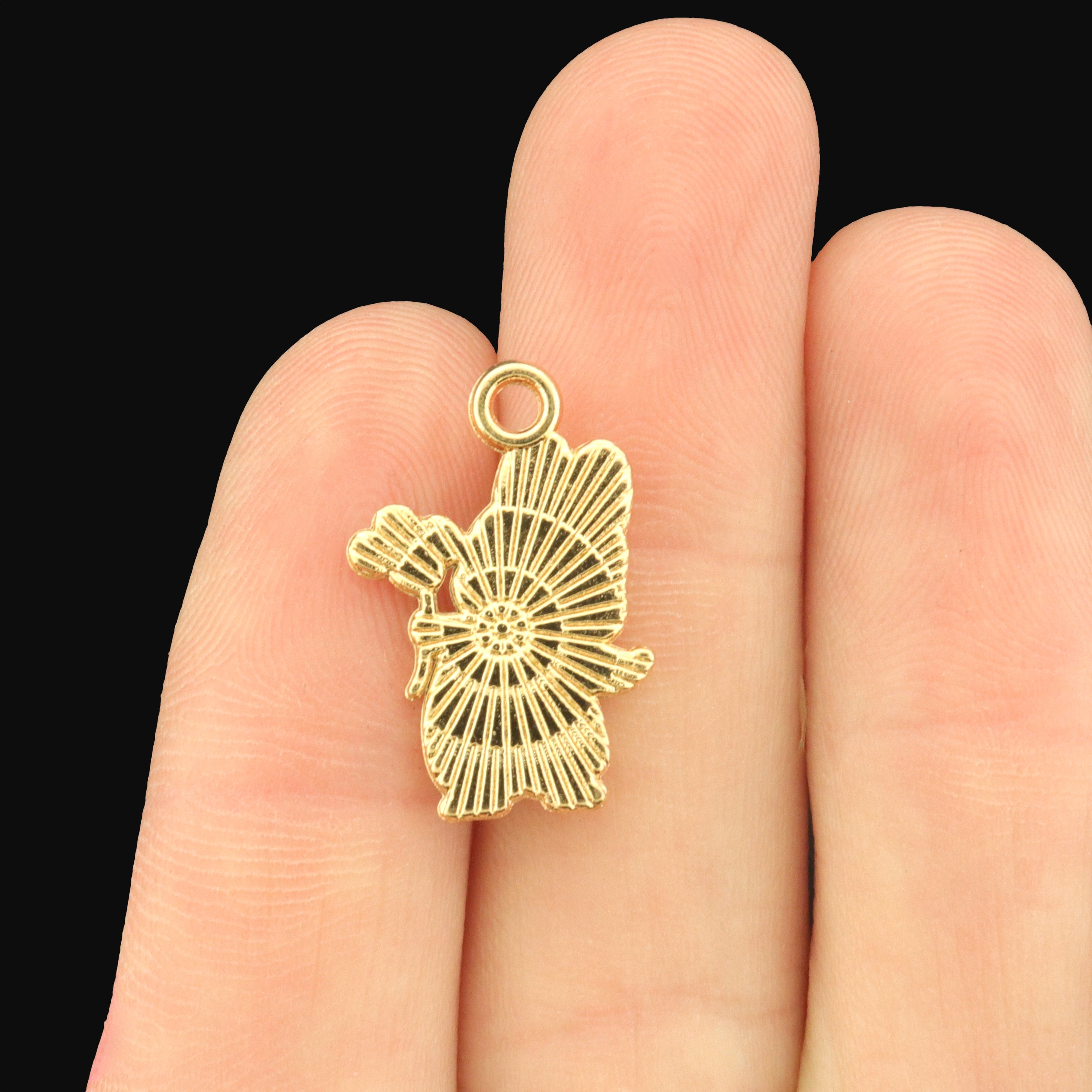 10 Bunny with Flower Enamel Charms - Gold Tone - E1695