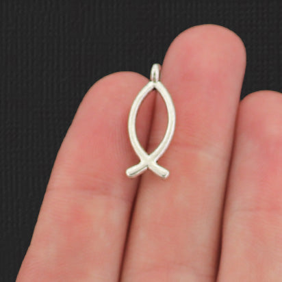 10 breloques de ton argent antique poisson chrétien 2 faces - SC806