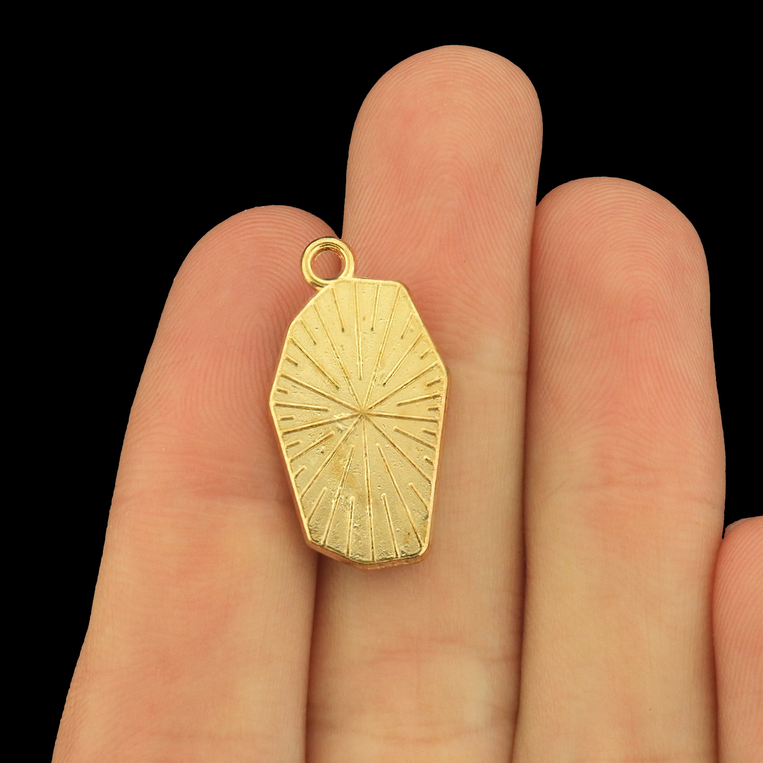 10 Coffin Gold Tone Enamel Charms - E1639