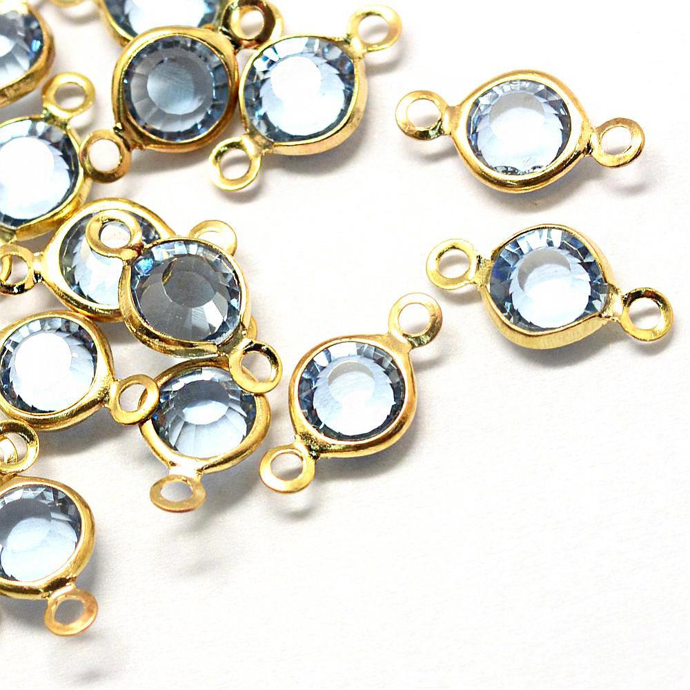 10 Crystal Birthstone Gold Tone Connector Charms - Choose Your Birthstone!