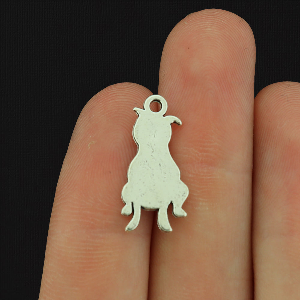 10 Dog Antique Silver Tone Charms - SC120