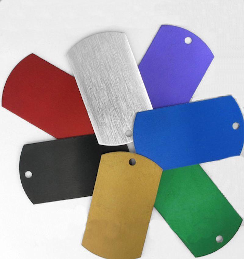 10 Dog Tag Stamping Blanks - Brushed Aluminum - 51mm x 28mm - Choose Your Color!