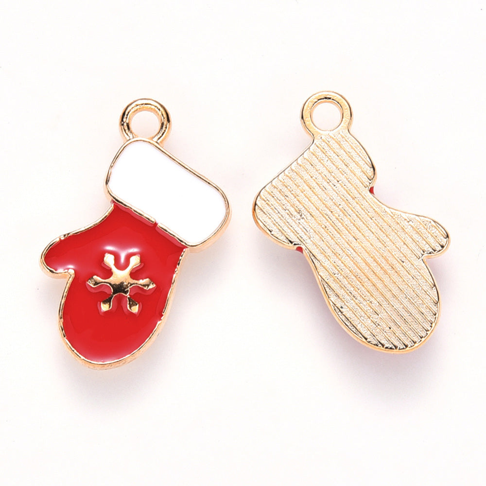 10 Mitten Gold Tone Enamel Charms - GC099