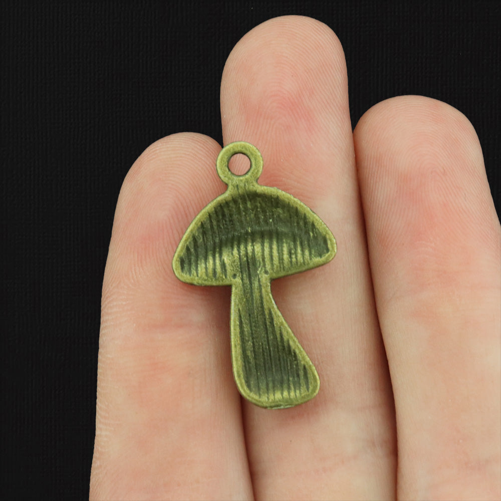 10 Mushroom Antique Bronze Tone Charms - BC004