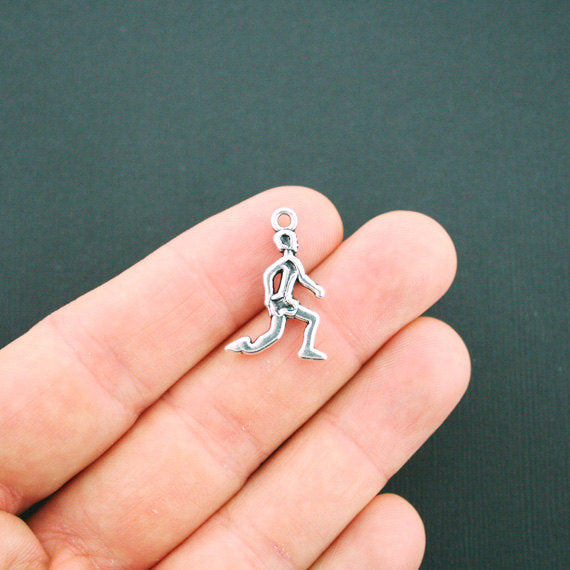 10 Runner Antique Silver Tone Charms 2 Sided - SC023