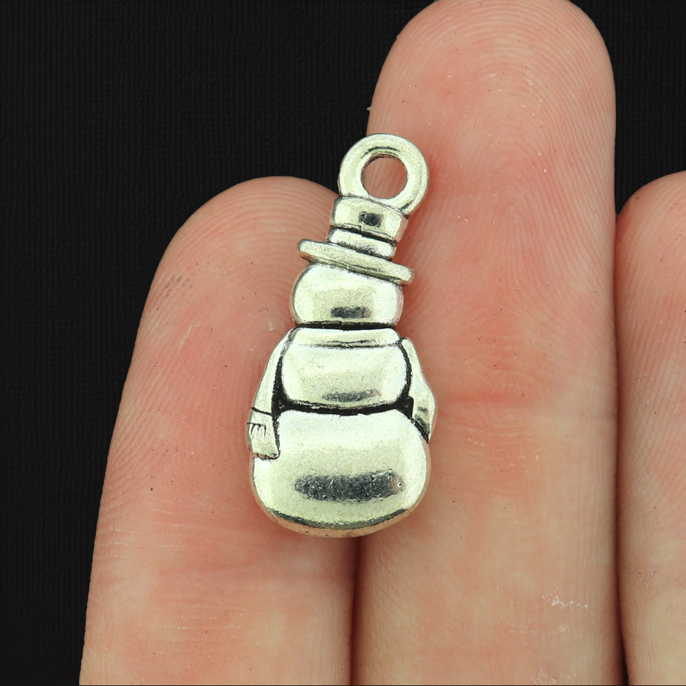 10 Snowman Antique Silver Tone Charms - SC275