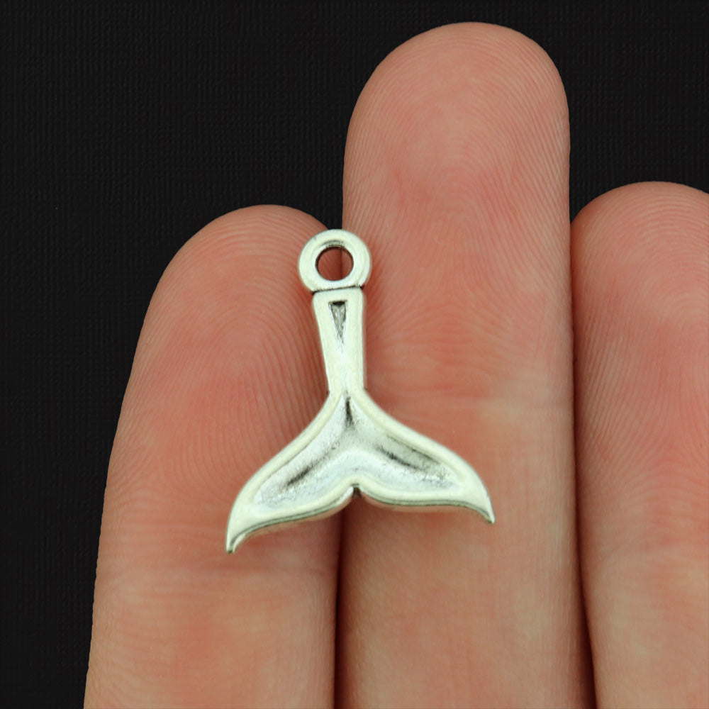 10 Whale Tail Antique Silver Tone Charms - SC630