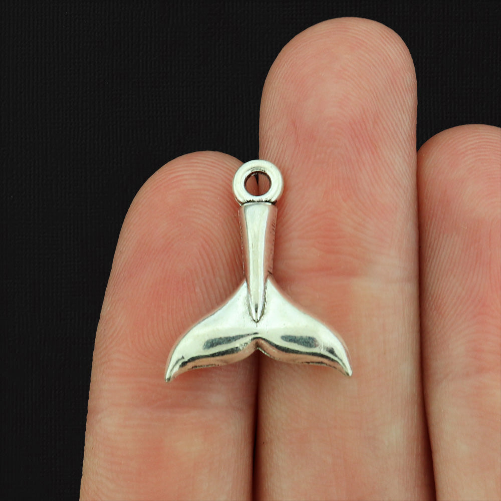 10 Whale Tail Antique Silver Tone Charms - SC630