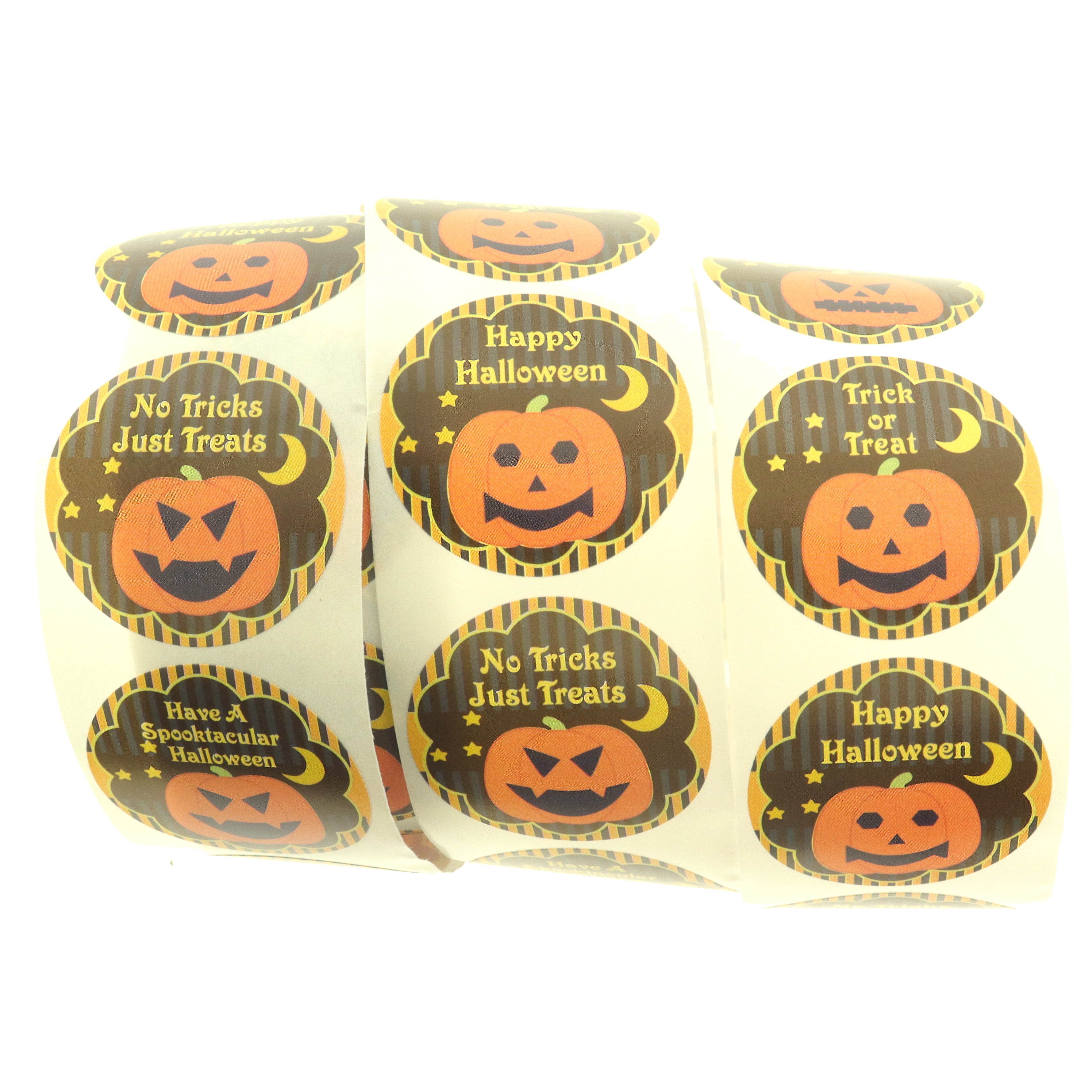 100 Étiquettes cadeaux en papier autocollantes assorties pour Halloween - Phrases amusantes - TL029