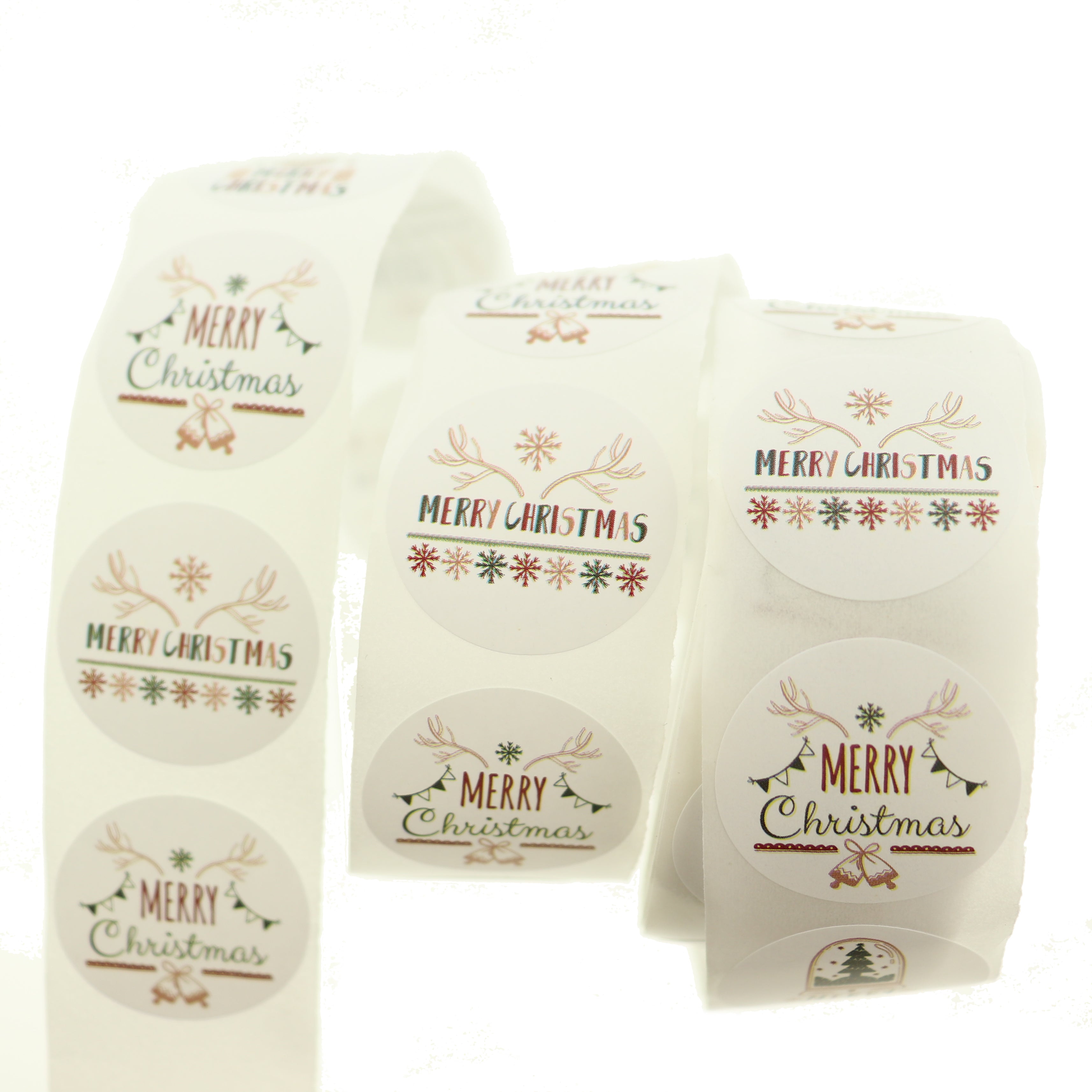 100 étiquettes cadeaux autocollantes Joyeux Noël assorties en papier - TL017