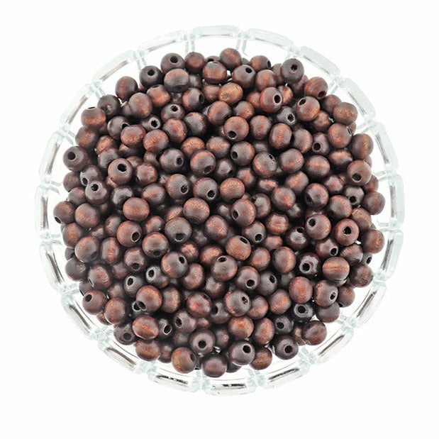 Perles Rondes en Bois 8mm - Or - 100 Perles - BD1933