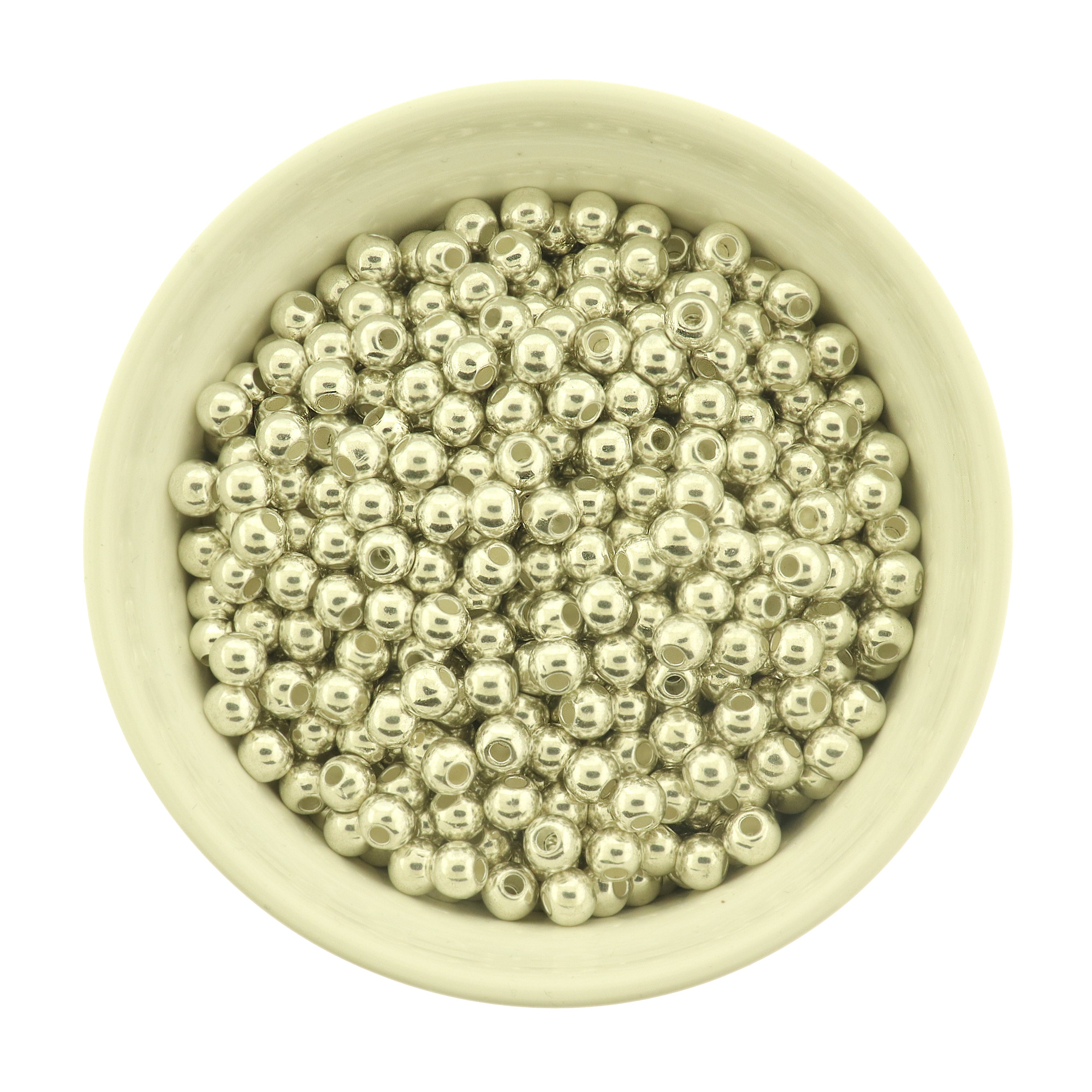 100 Silver Tone Spacer Beads - 6mm - Round, Smooth, and Super Shiny! - SC8002