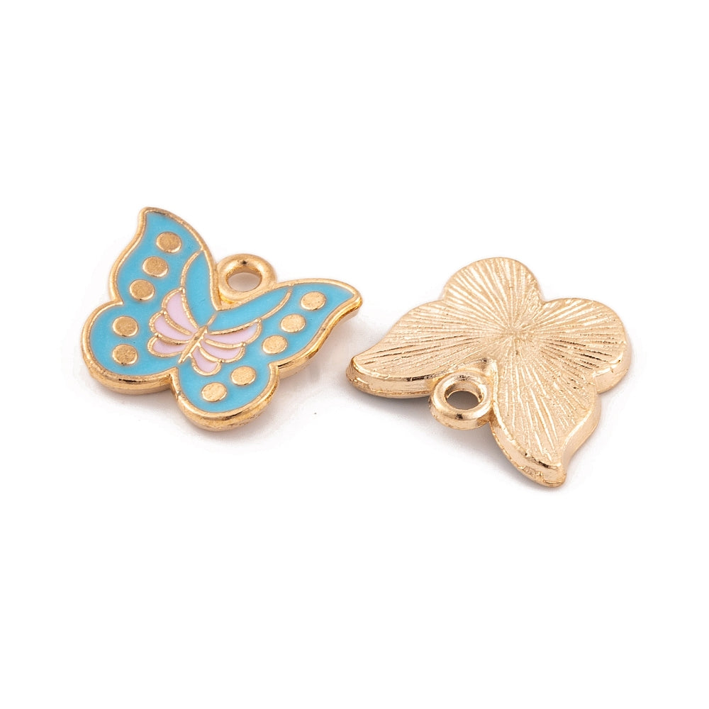 12 Butterfly Enamel Charms - Assorted Colors - E1657
