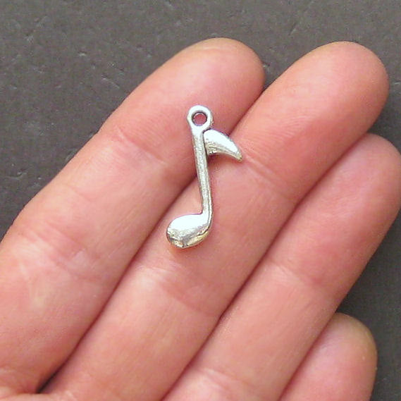 8 breloques de ton argent antique note de musique 2 faces - SC232