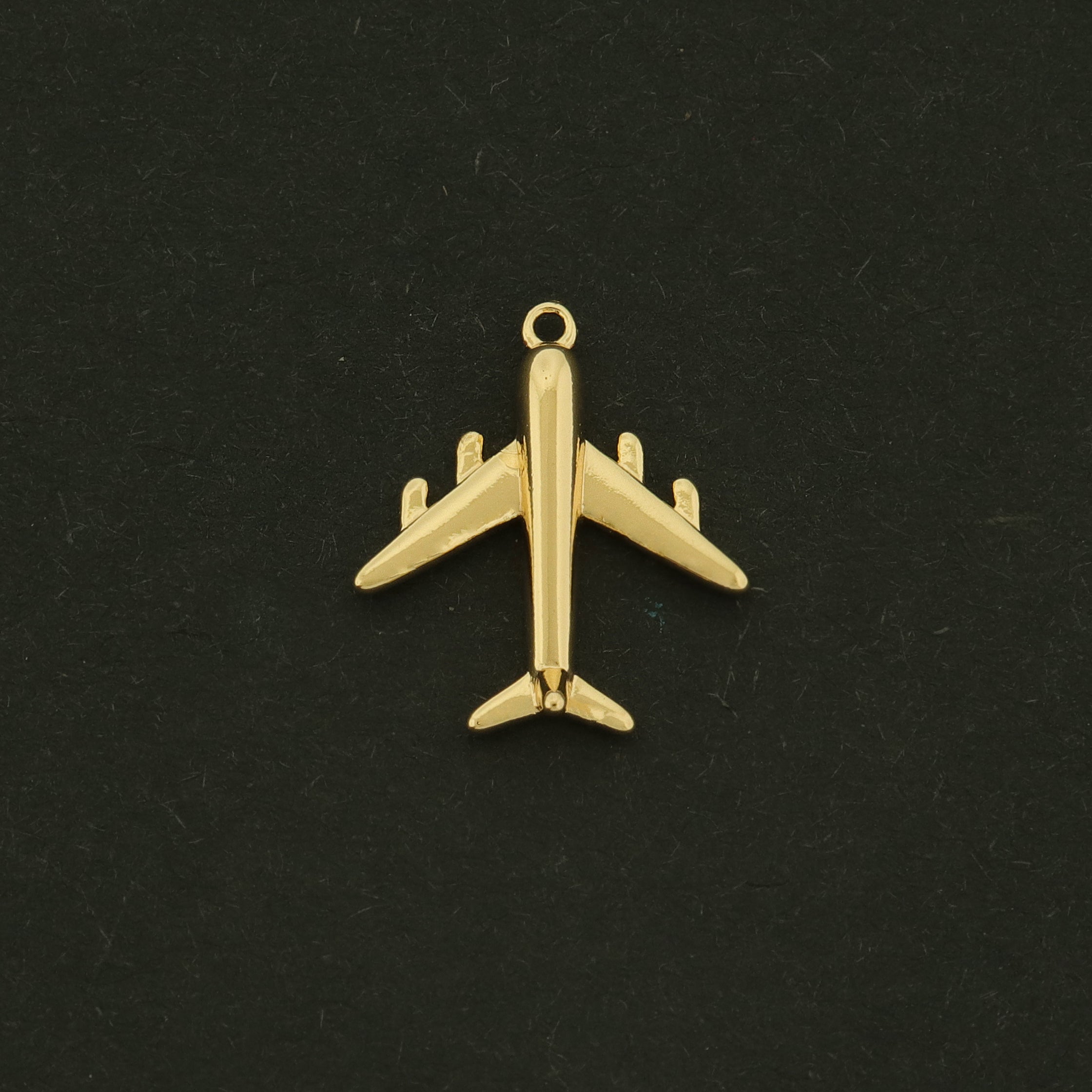 14k Airplane Charm - 2 Charms - Travel Pendant - 14k Gold Plated - GLD845