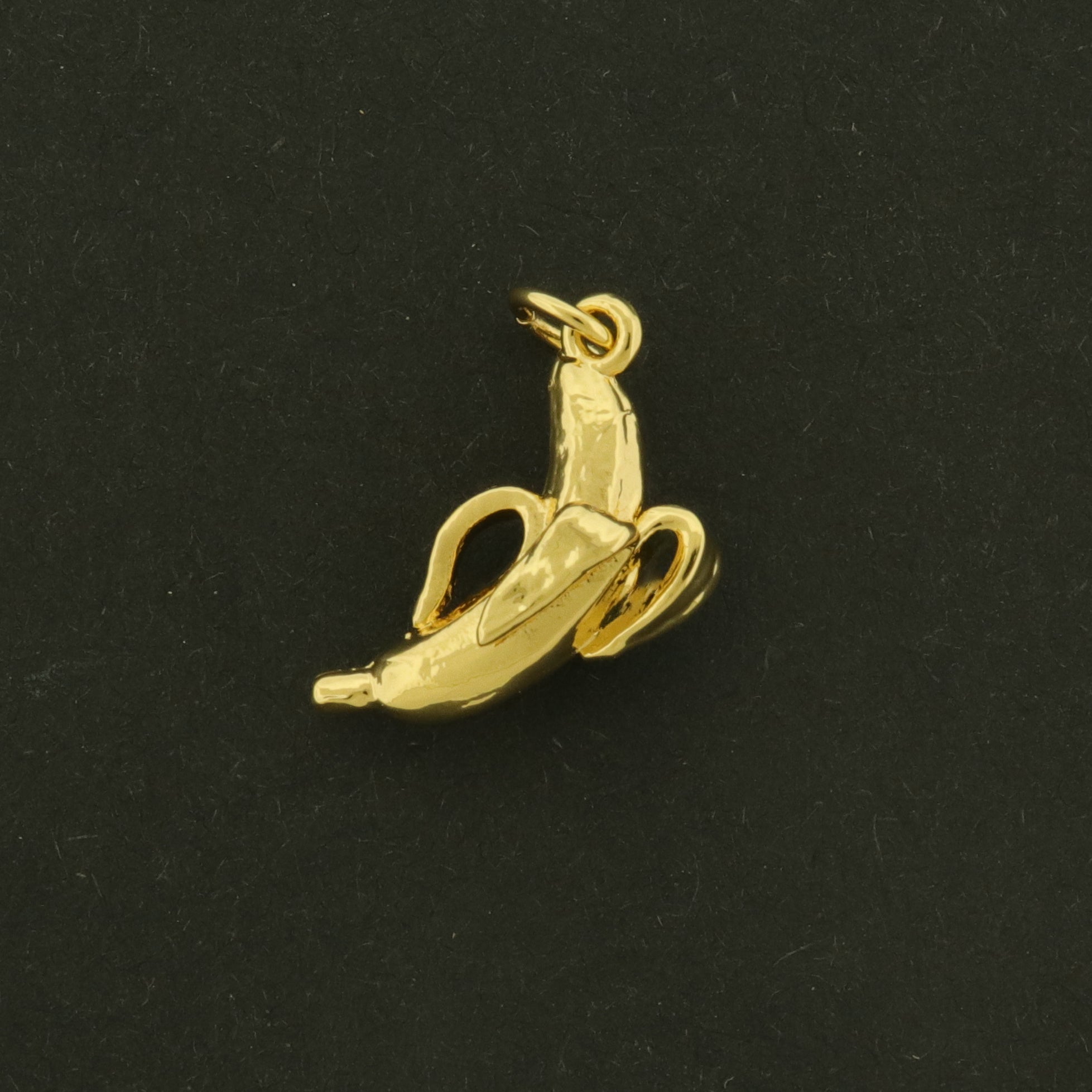 14k Banana Charm - Food Pendant - 14k Gold Plated Brass - GLD959