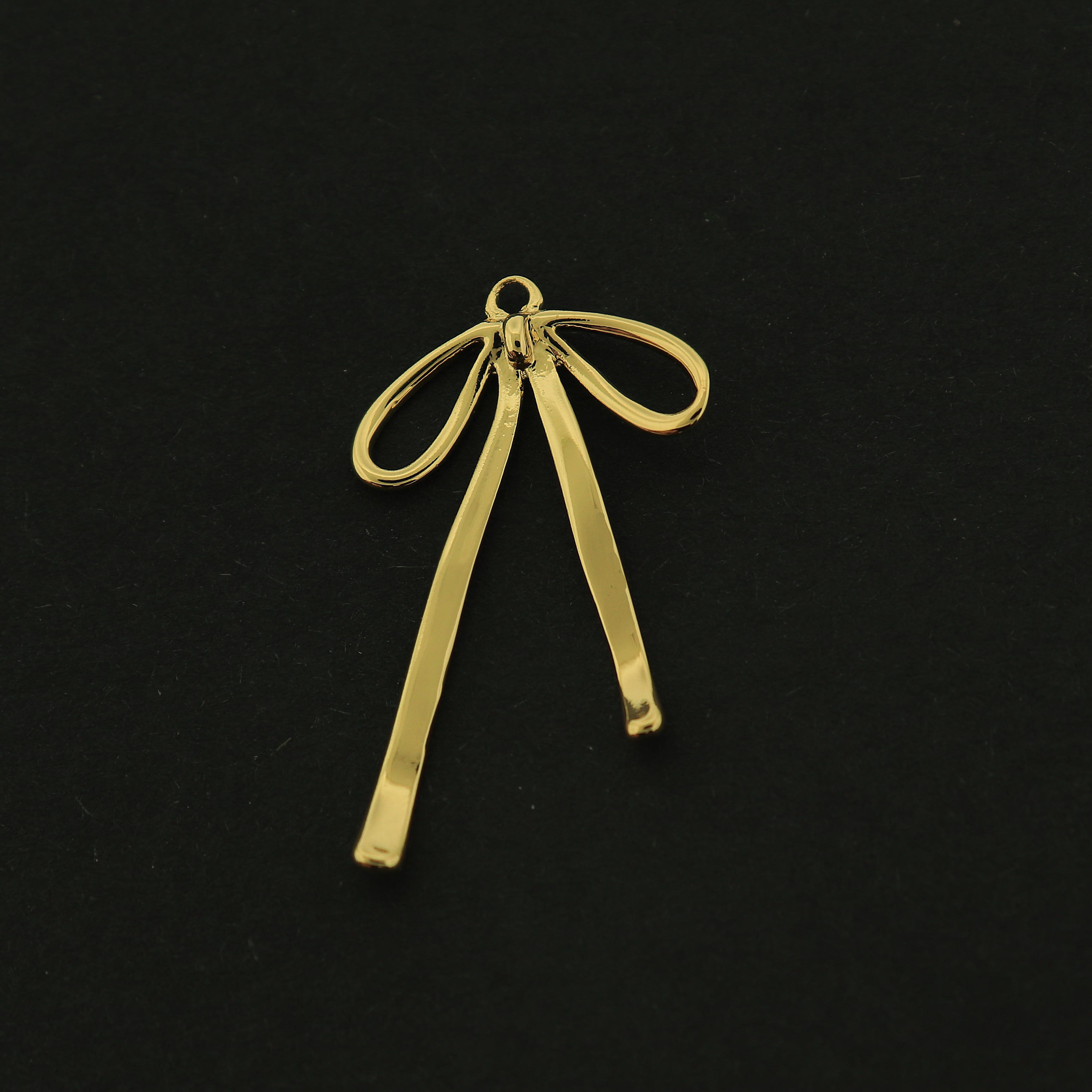 14k Bow Charm - Ribbon Pendant - 14k Gold Plated - Choose Your Tone!