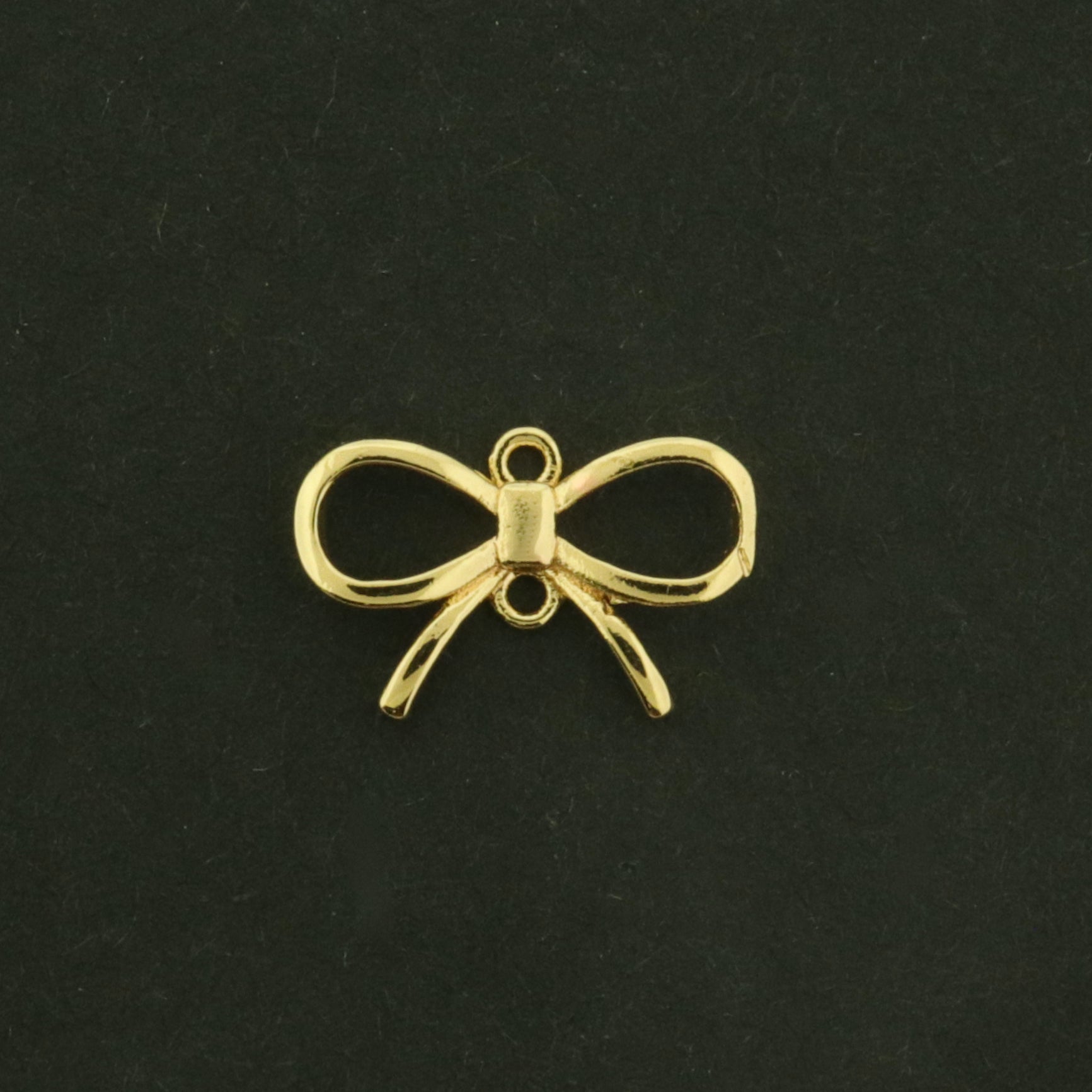 14k Bow Connector Charm - 2 Charms - Ribbon Connector - 14k Gold Plated - GLD1026
