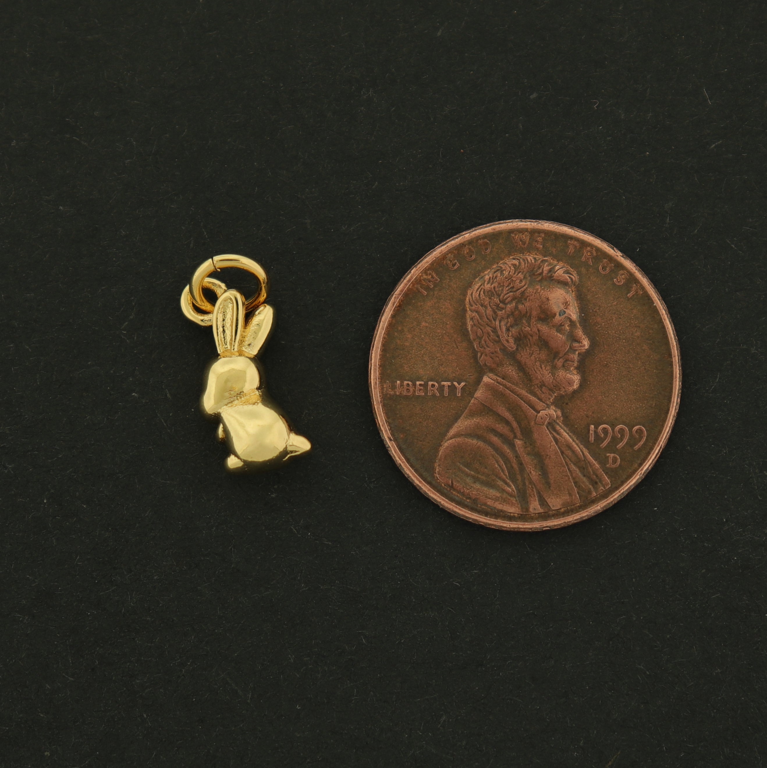 14k Bunny Charm - Small and Dainty - 14k Plated Brass - GLD620