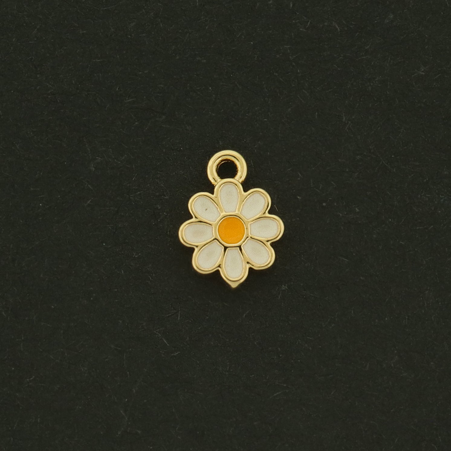 14k Daisy Charm - 4 Charms - Enamel Flower Pendant - 14k Gold Plated - GLD819