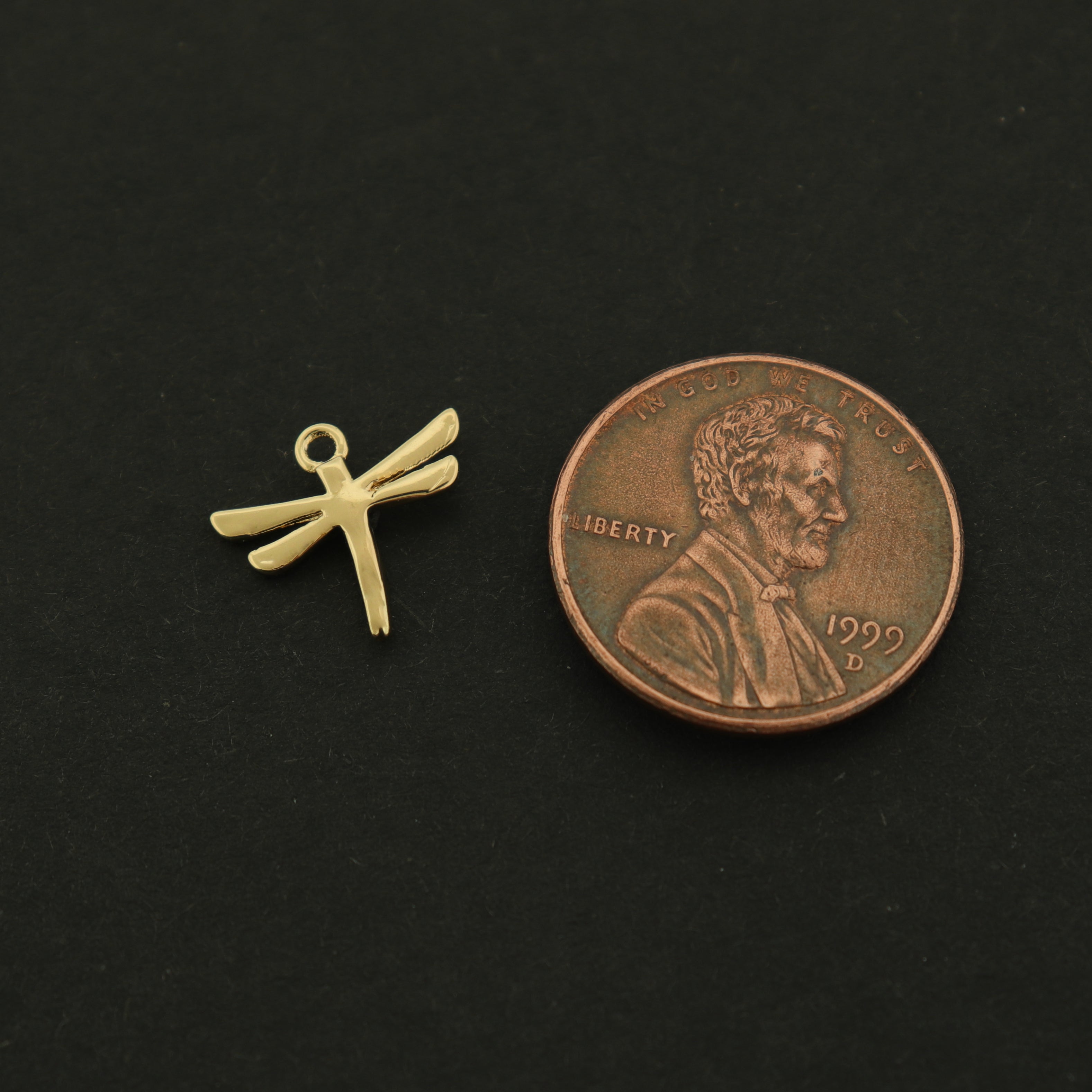 14k Dragonfly Charm - Insect Pendant - 14k Gold Filled - GLD625