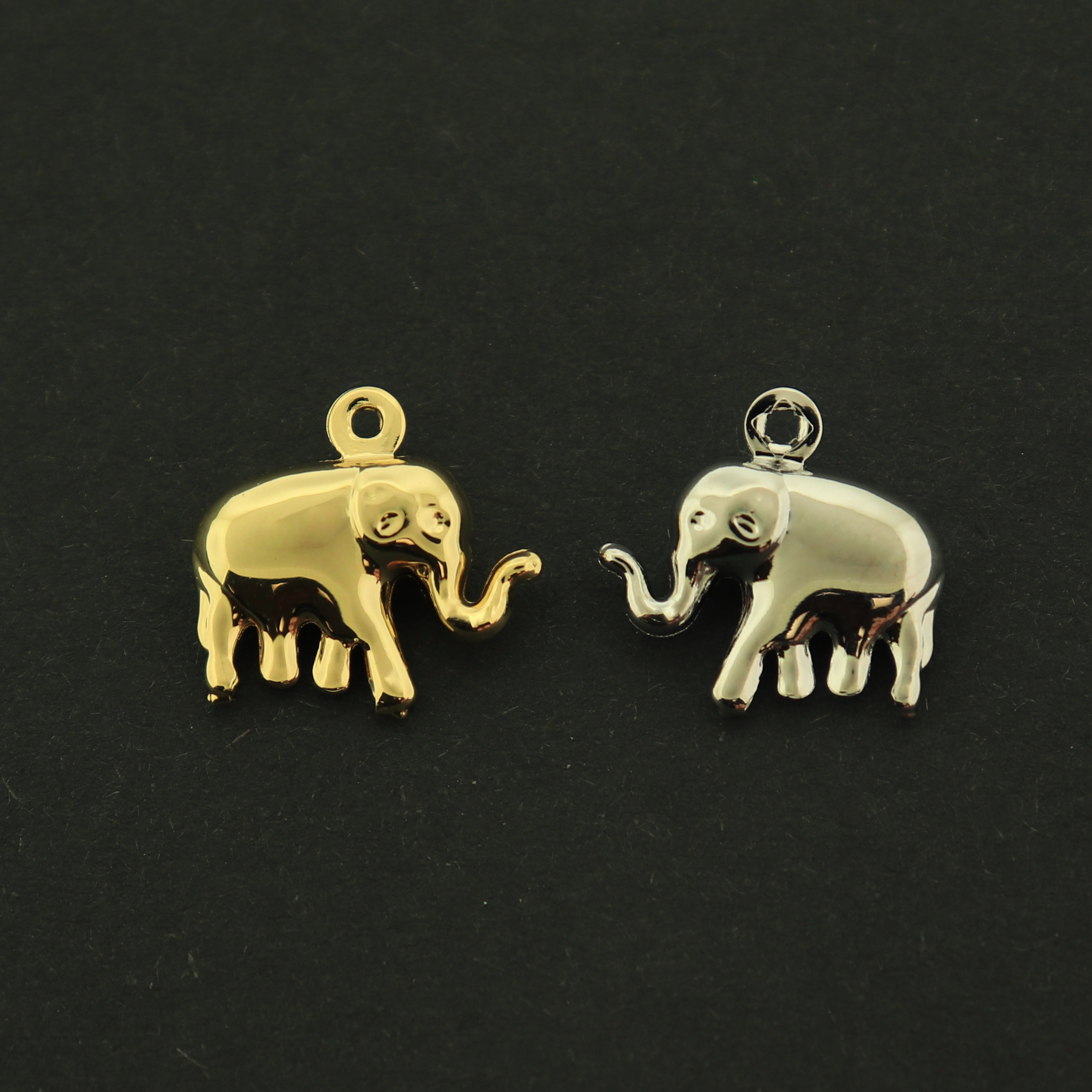 14k Elephant Charm - 4 Charms - 14k Gold Plated - Choose Gold or Silver