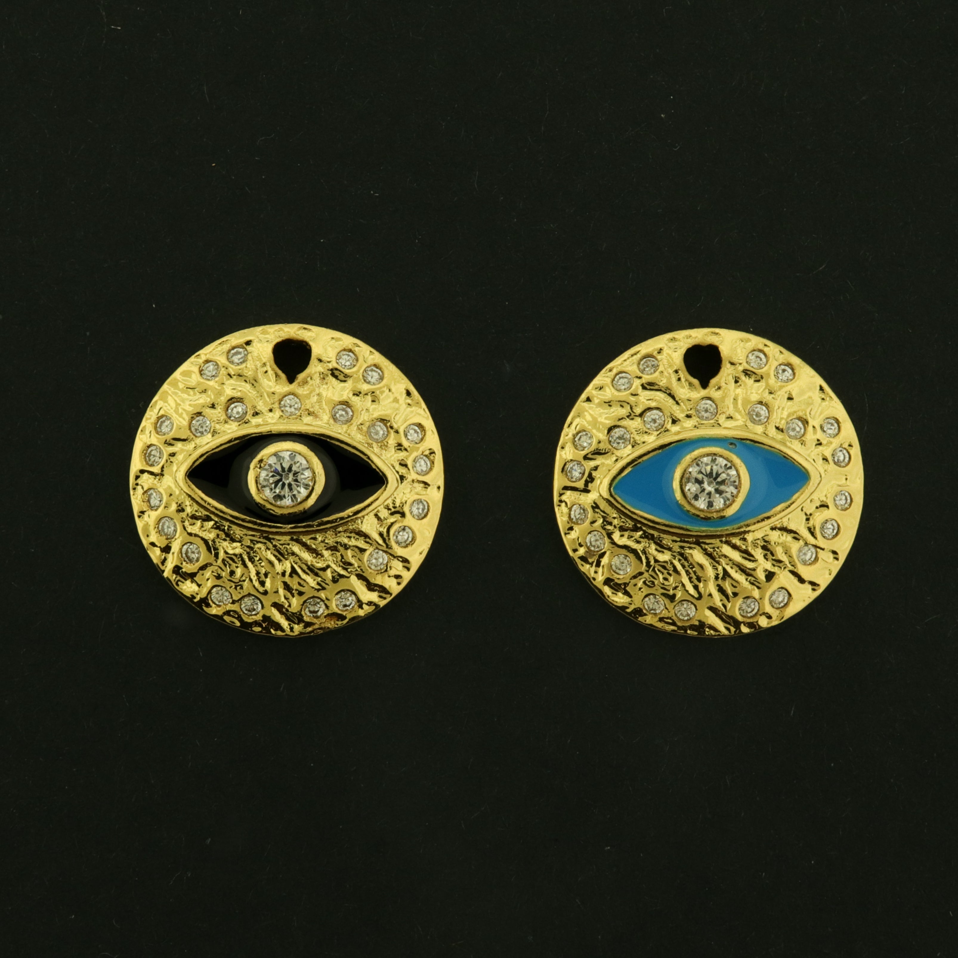 14k Evil Eye Charm - Spiritual Pendant - 18k Gold Plated with Enamel & CZs - Choose Your Color!