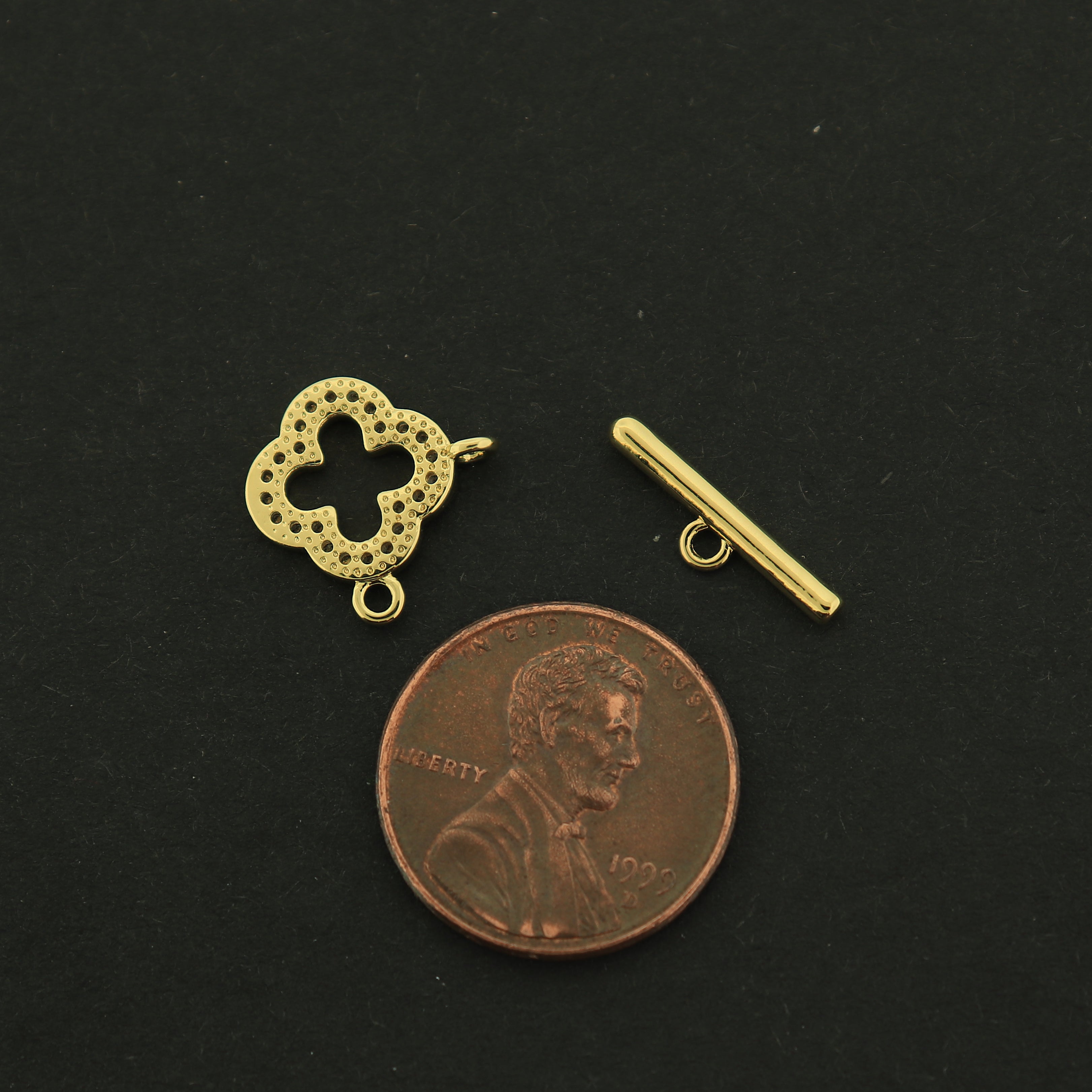 14k Flower Clasp - Rhinestone Design - 14k Gold Filled - GLD442