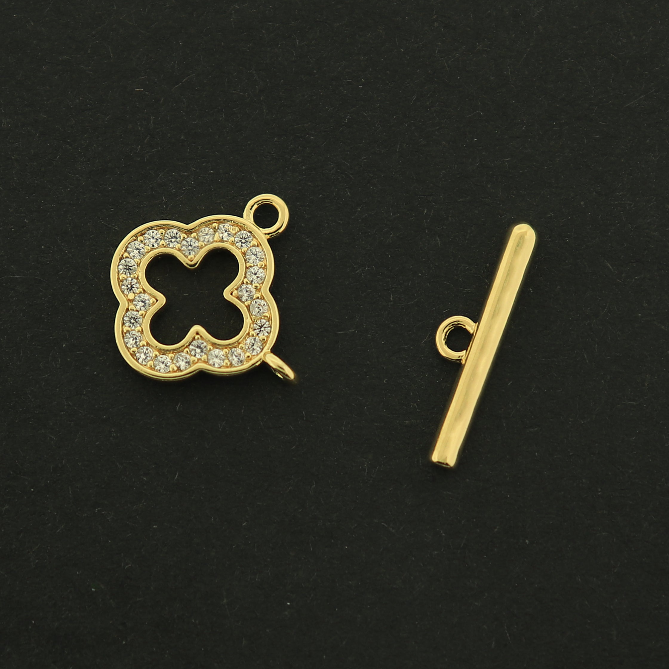 14k Flower Clasp - Rhinestone Design - 14k Gold Filled - GLD442