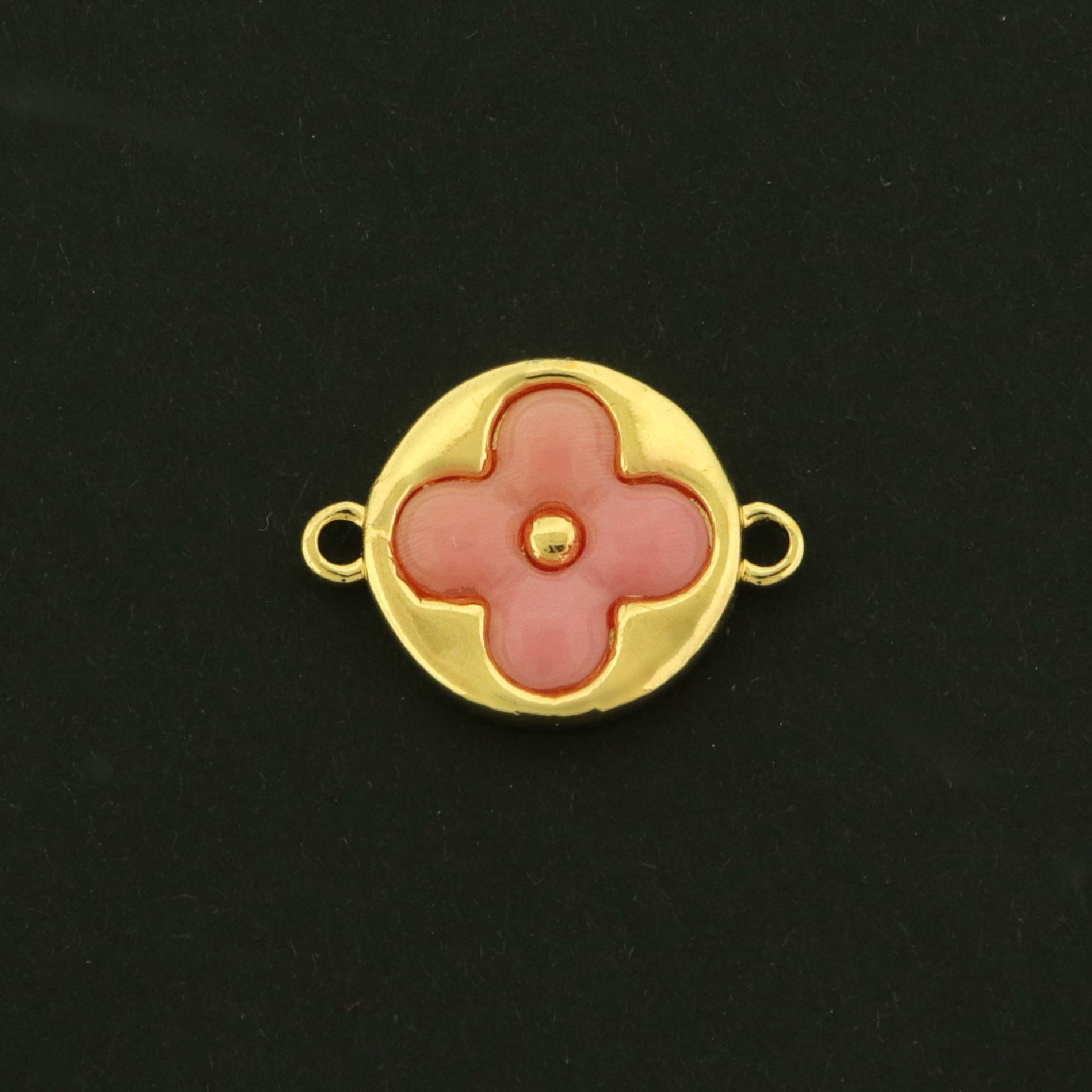 14k Flower Connector Charms - Natural Pearl Inlay - GLD1251