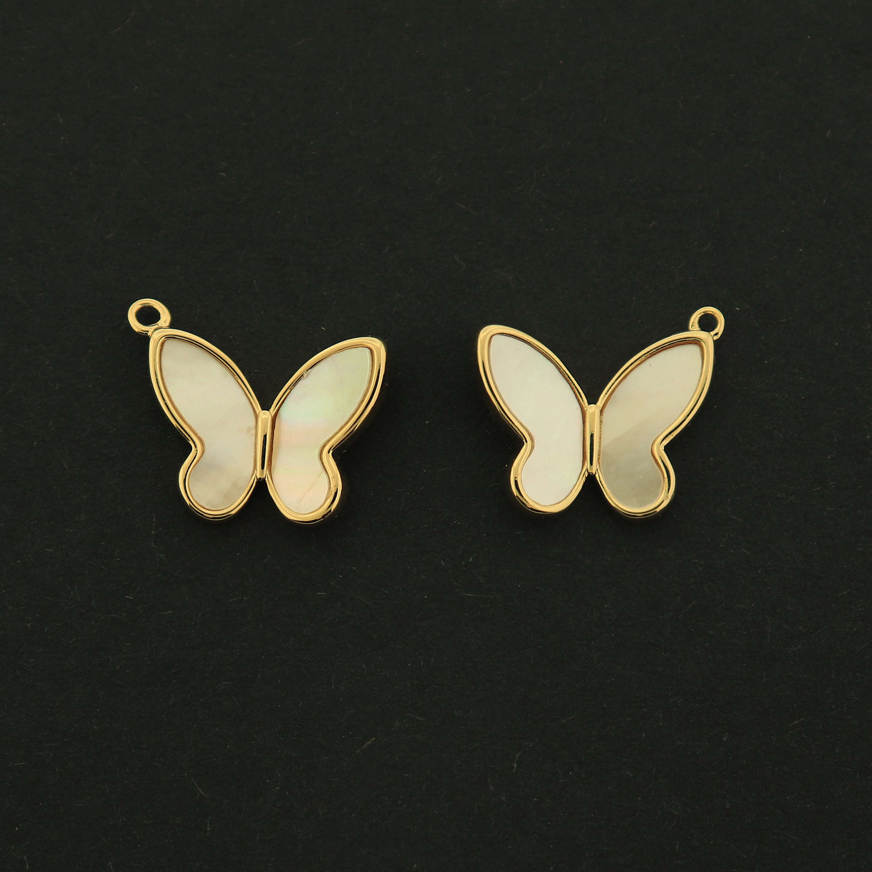 14k Gold Butterfly Charm - Mother of Pearl Pendant - 14k Gold Filled - GLD235