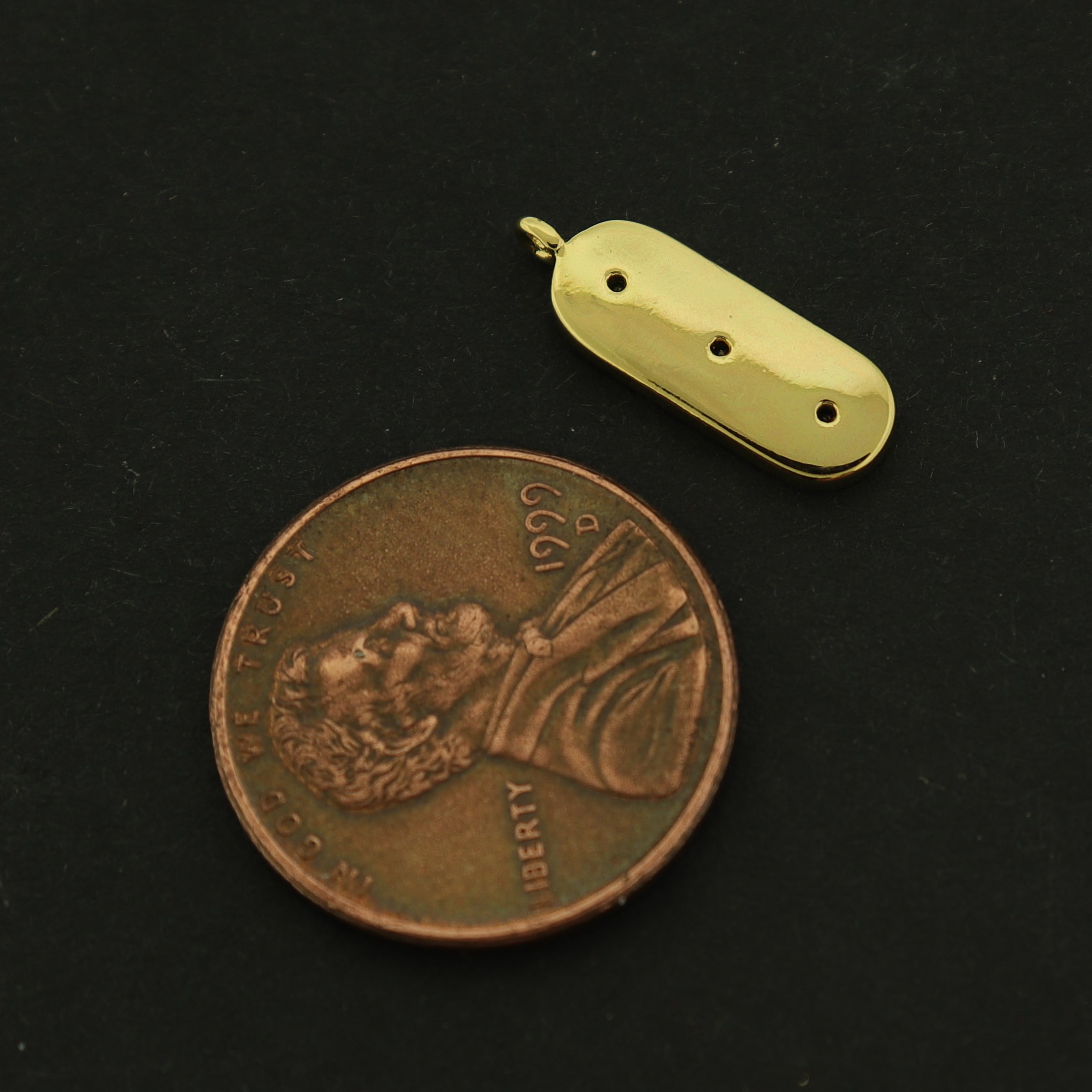 14k Gold Drop Charm - Stars with Rhinestones - 14k Plated Brass - GLD269