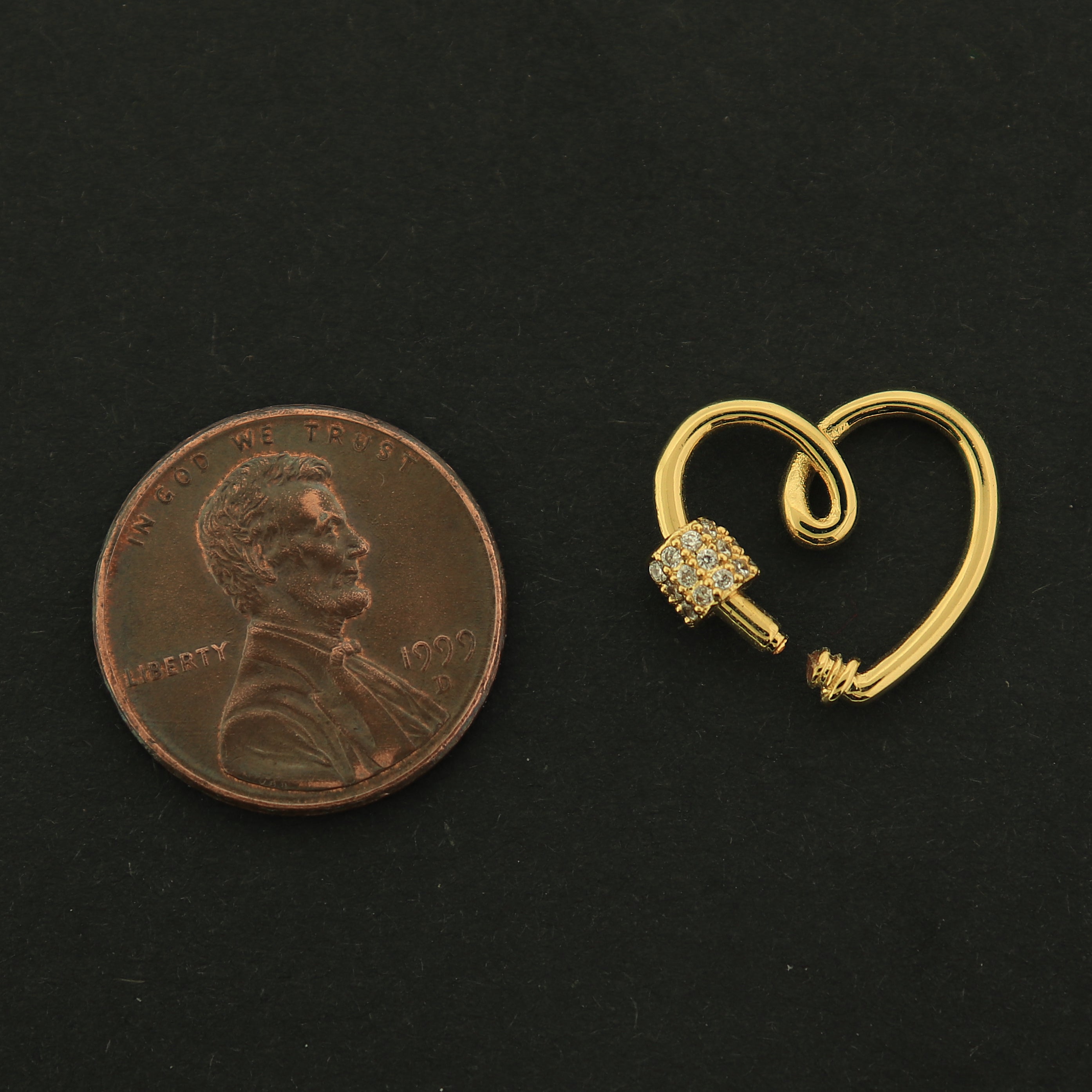 14k Gold Heart Clasp - Heart Carabiner Clasp - 14k Gold Plated - GLD369