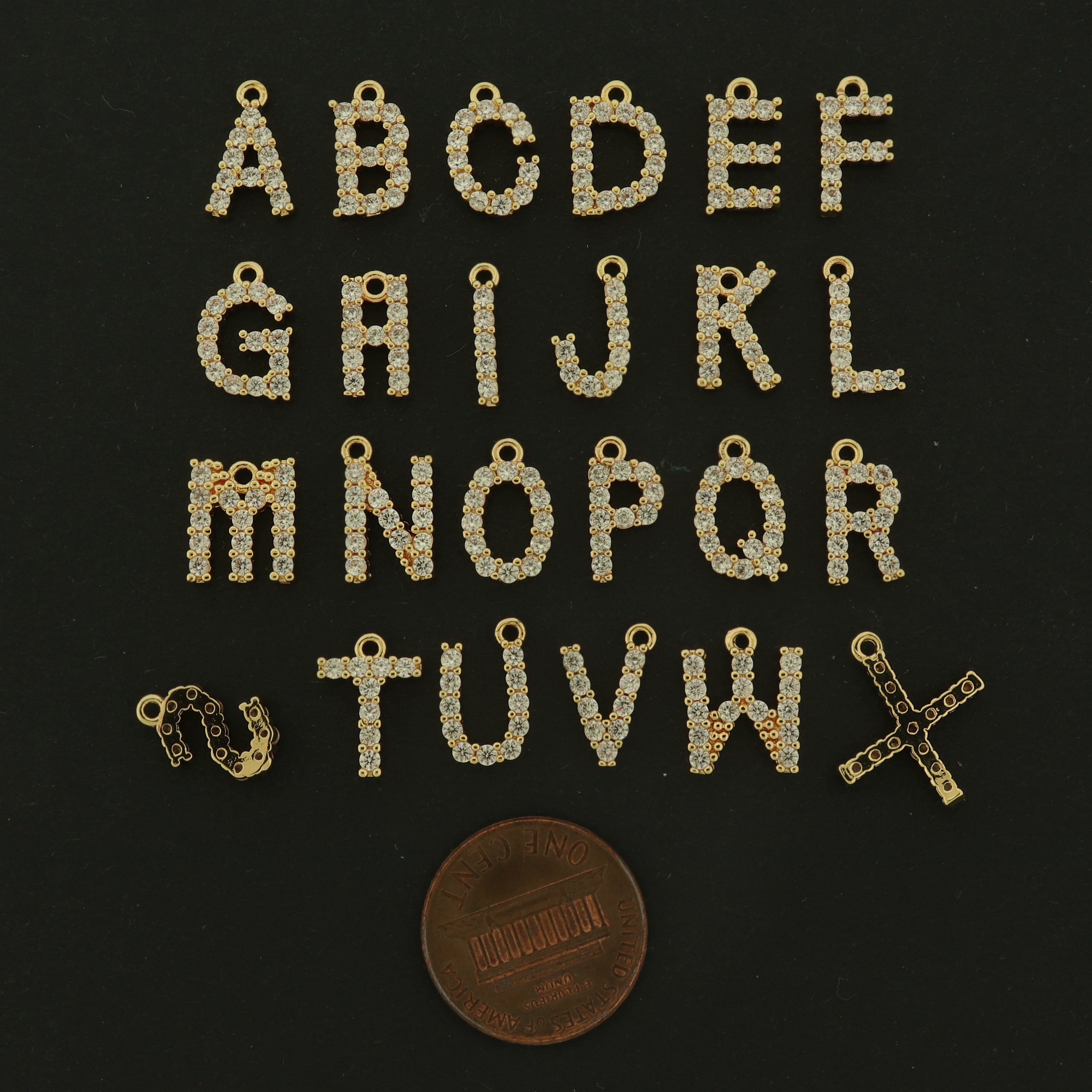 14k Gold Letter Charm - 2 Charms - Alphabet Pendant - 14k Gold Plated - Choose Your Letter