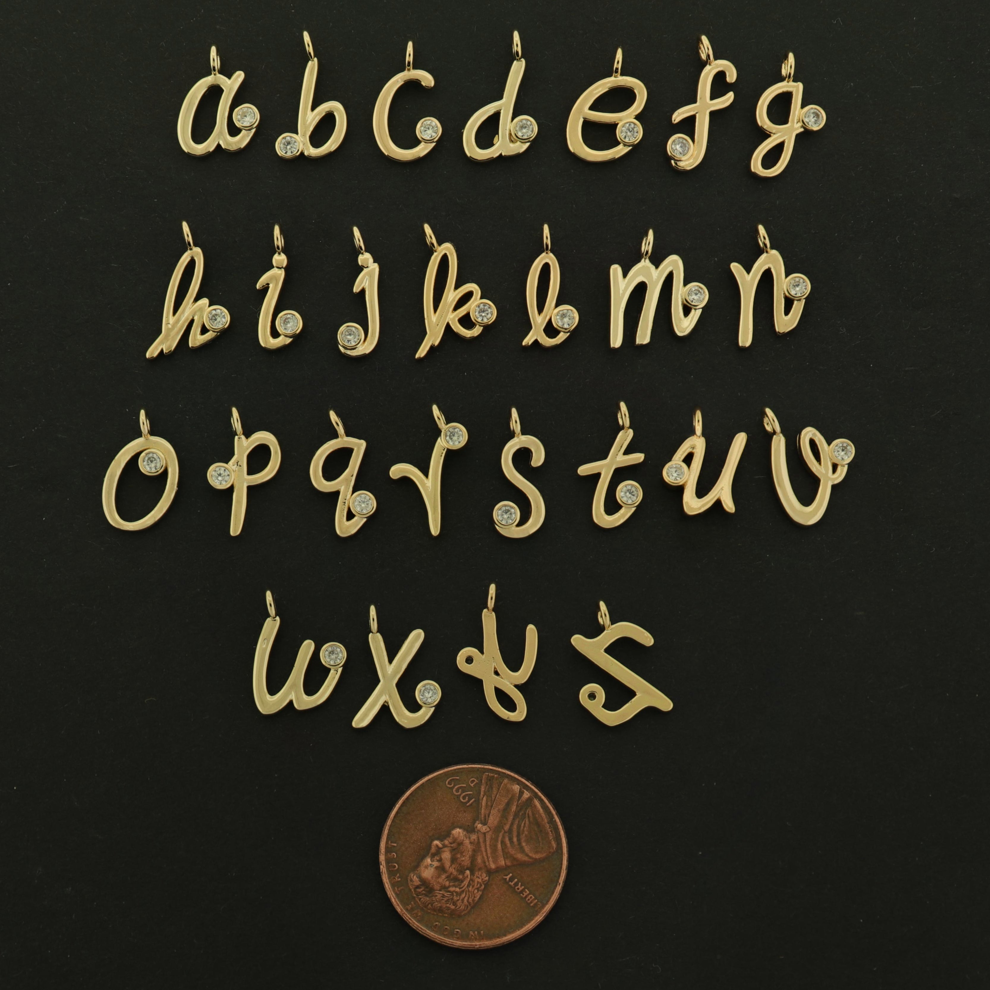 14k Gold Letter Charm - Alphabet Pendant - 14k Gold Plated - Choose Your Letter