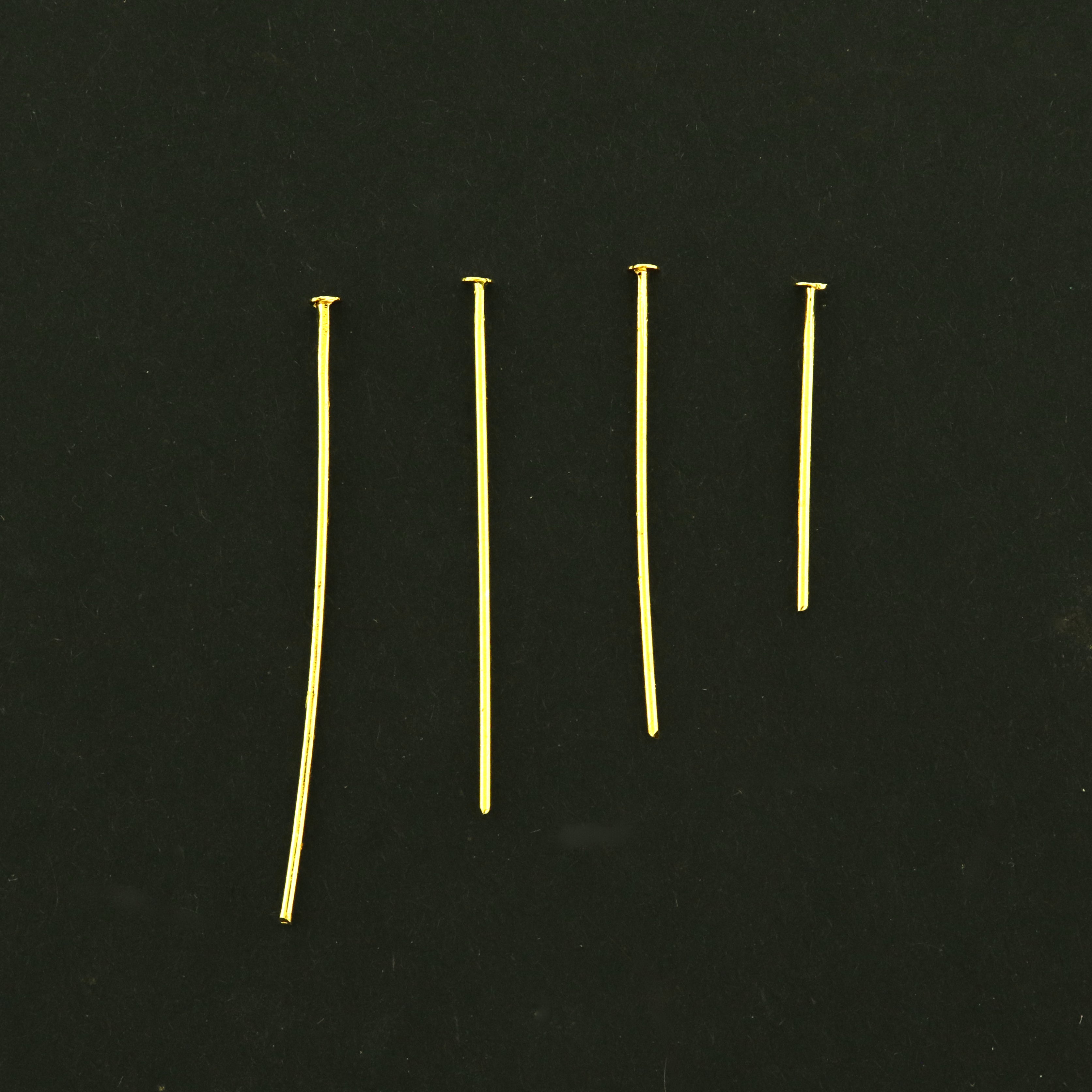 14k Gold Plated Flat Head Pins - 12 Pins - 0.7mm - Choose Your Length and Tone!