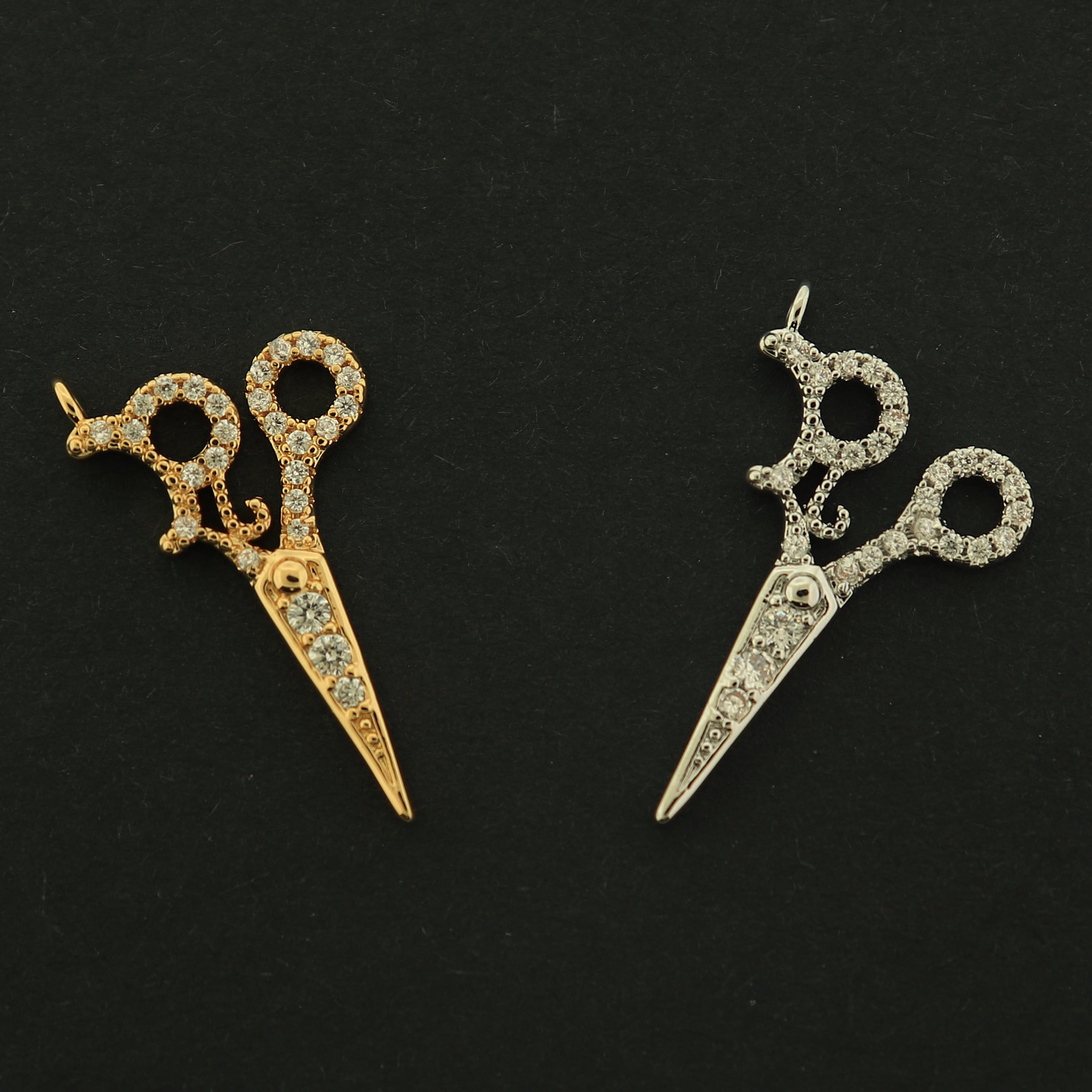 14k Gold Scissors Charm - Hairstylist Pendant - 14k Gold Plated - Choose Your Tone