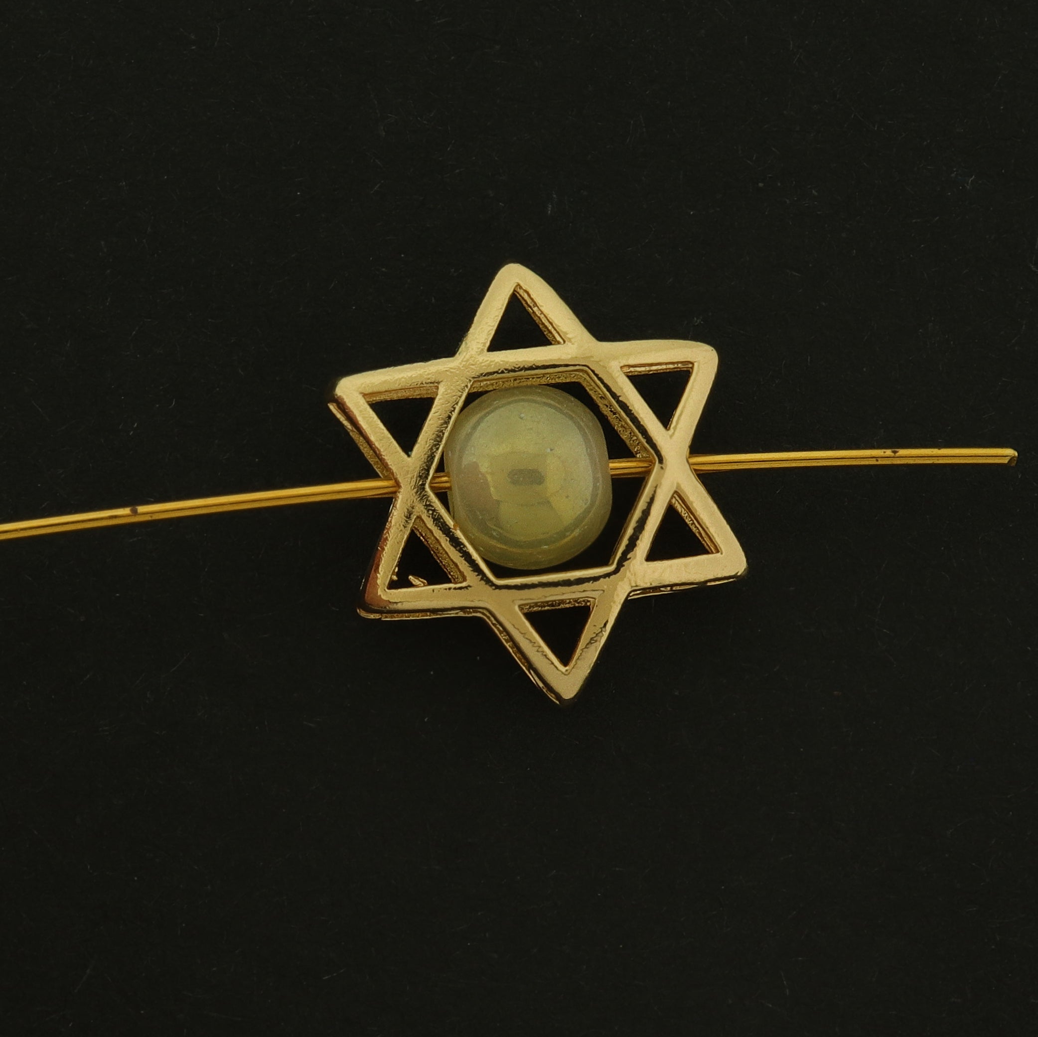 14k Gold Star of David Spacer Bead - Bead Cage - 4 Beads - Choose Your Size - 14k Gold Plated