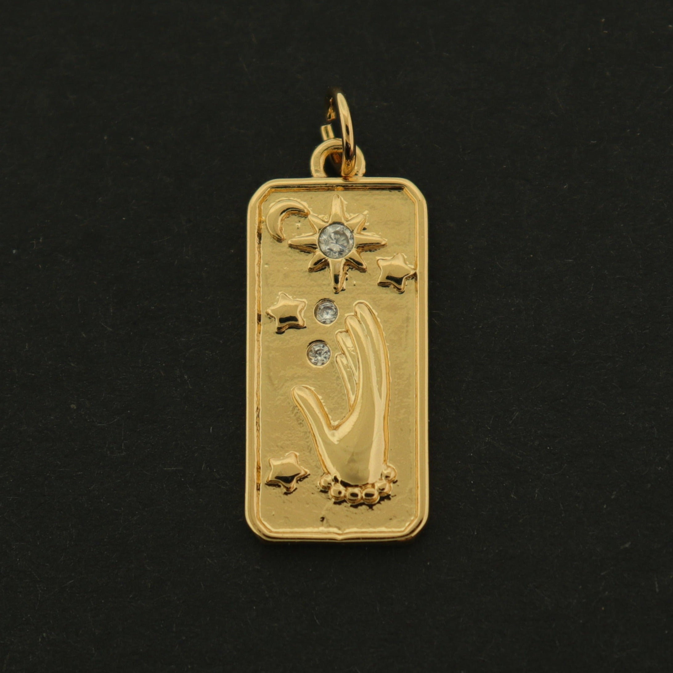 14k Hand Charm - Celestial Pendant - 14k Gold Plated - GLD632