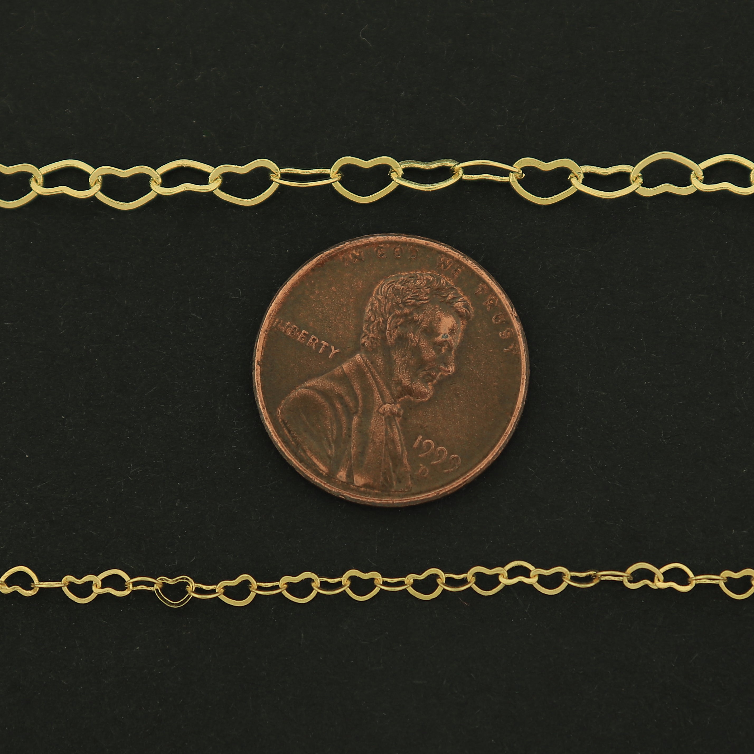 14k Heart Chain - Per Meter - 14k Gold Filled - Choose Your Size