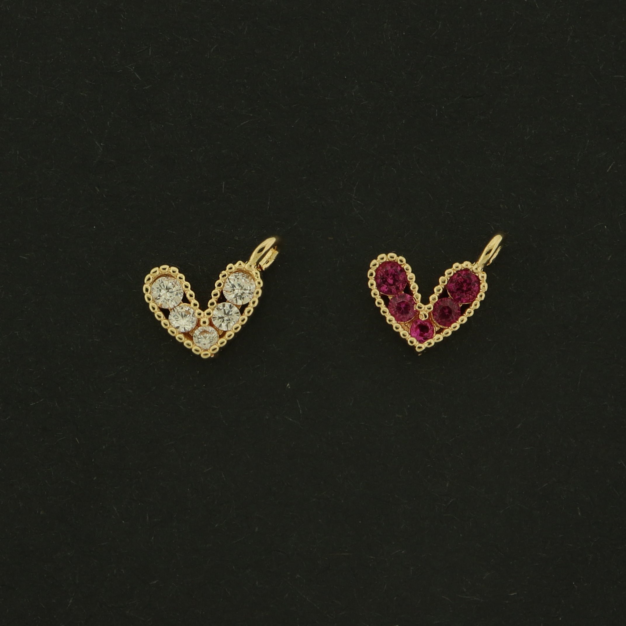 14k Heart Charm - 2 Charms - Choose Your Colour - 14k Gold Plated