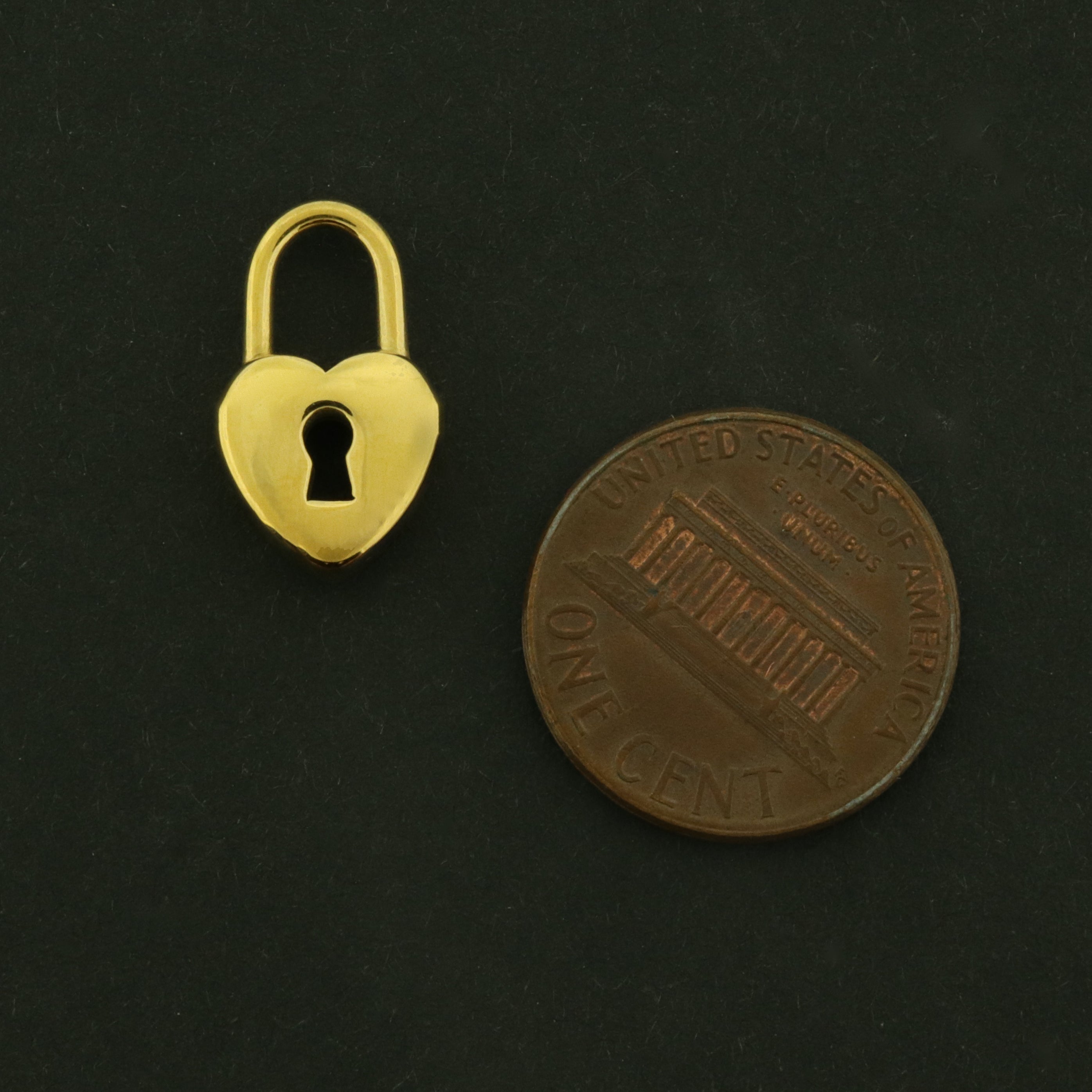 Breloque Cadenas Cœur 14 carats - Pendentif Amour 3D - Plaqué Or 14 carats - GLD1034