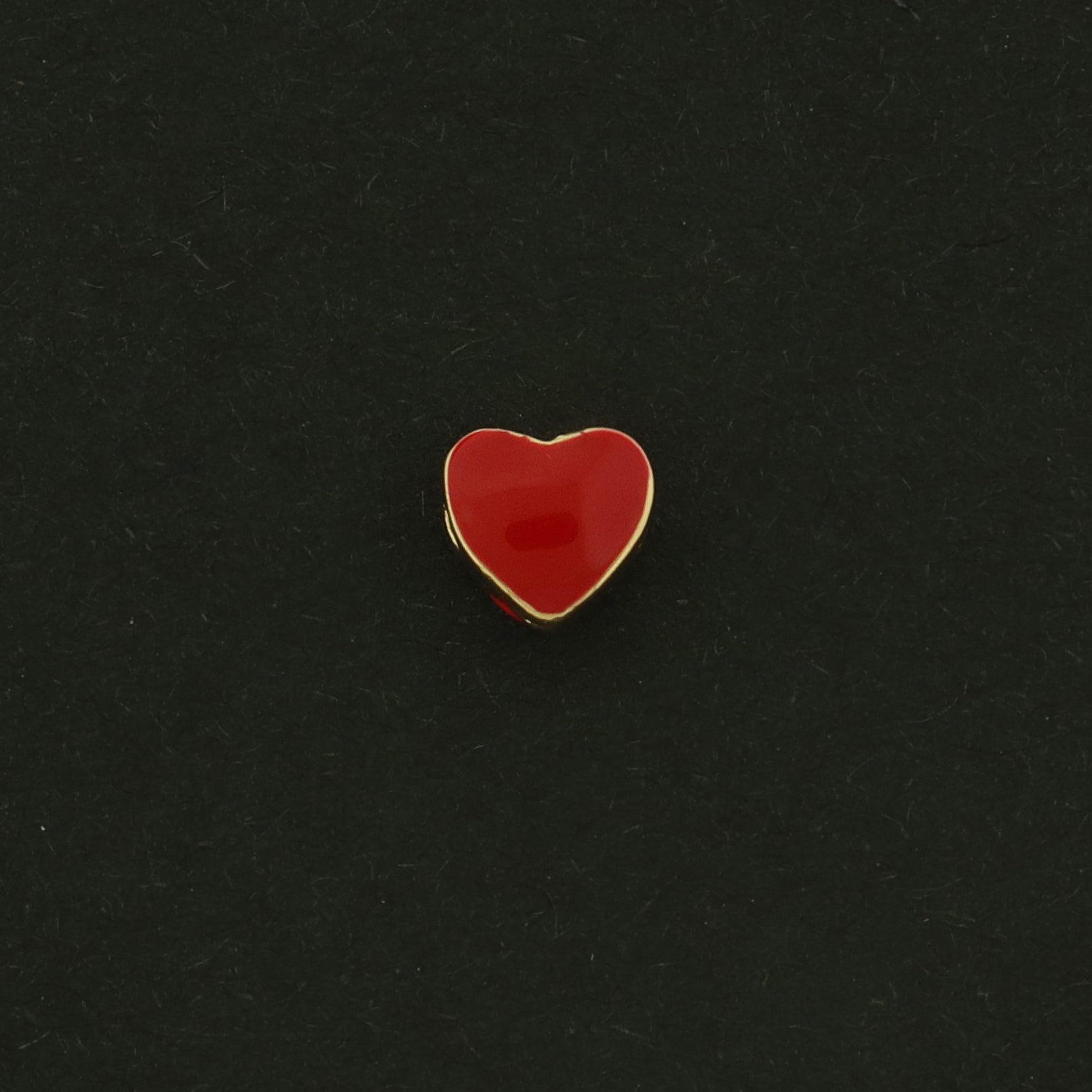 14k Heart Spacer Bead - 4 Beads - Red Enamel Love Beads - GLD847
