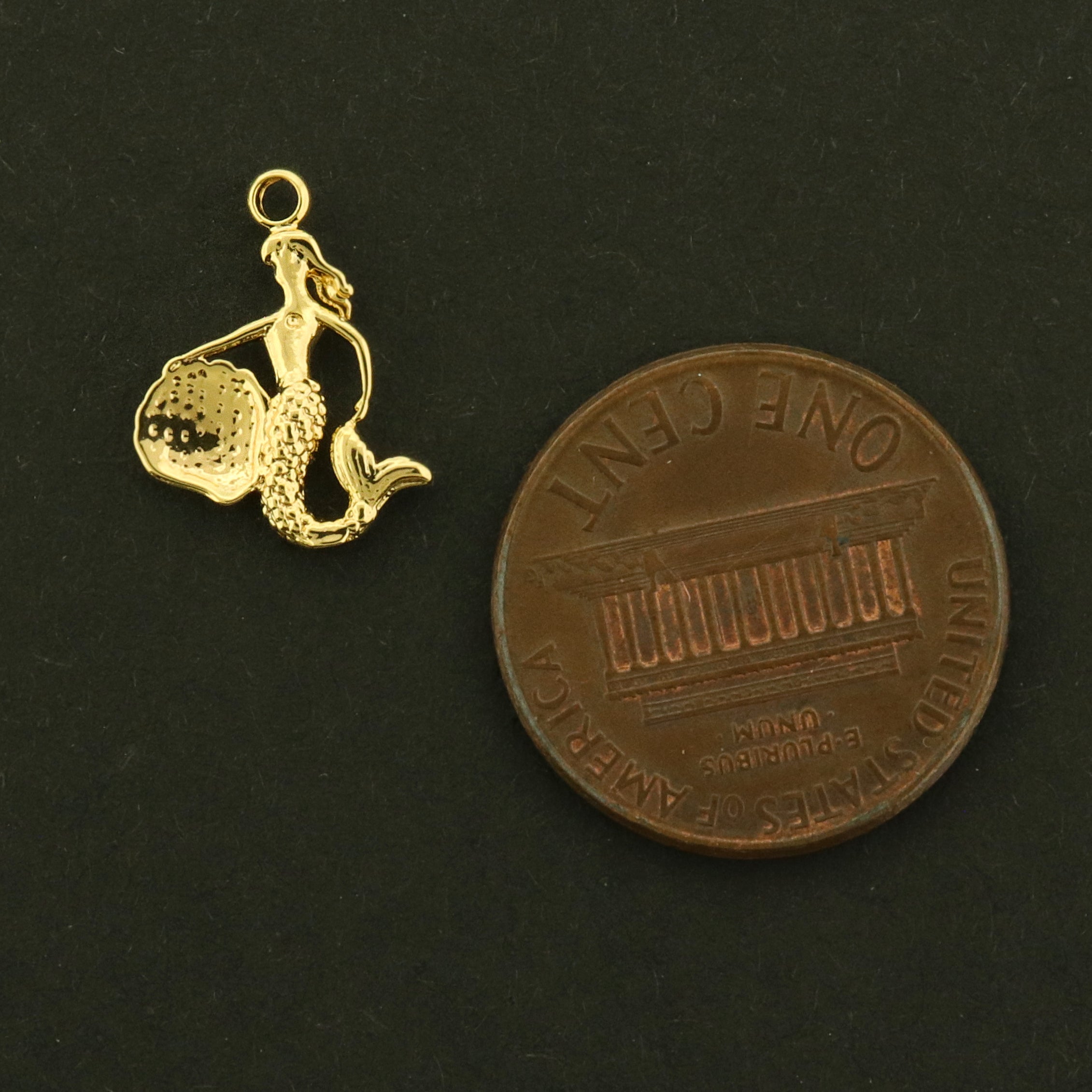 14k Mermaid Charm - Ocean Pendant - 14k Gold Plated - GLD979