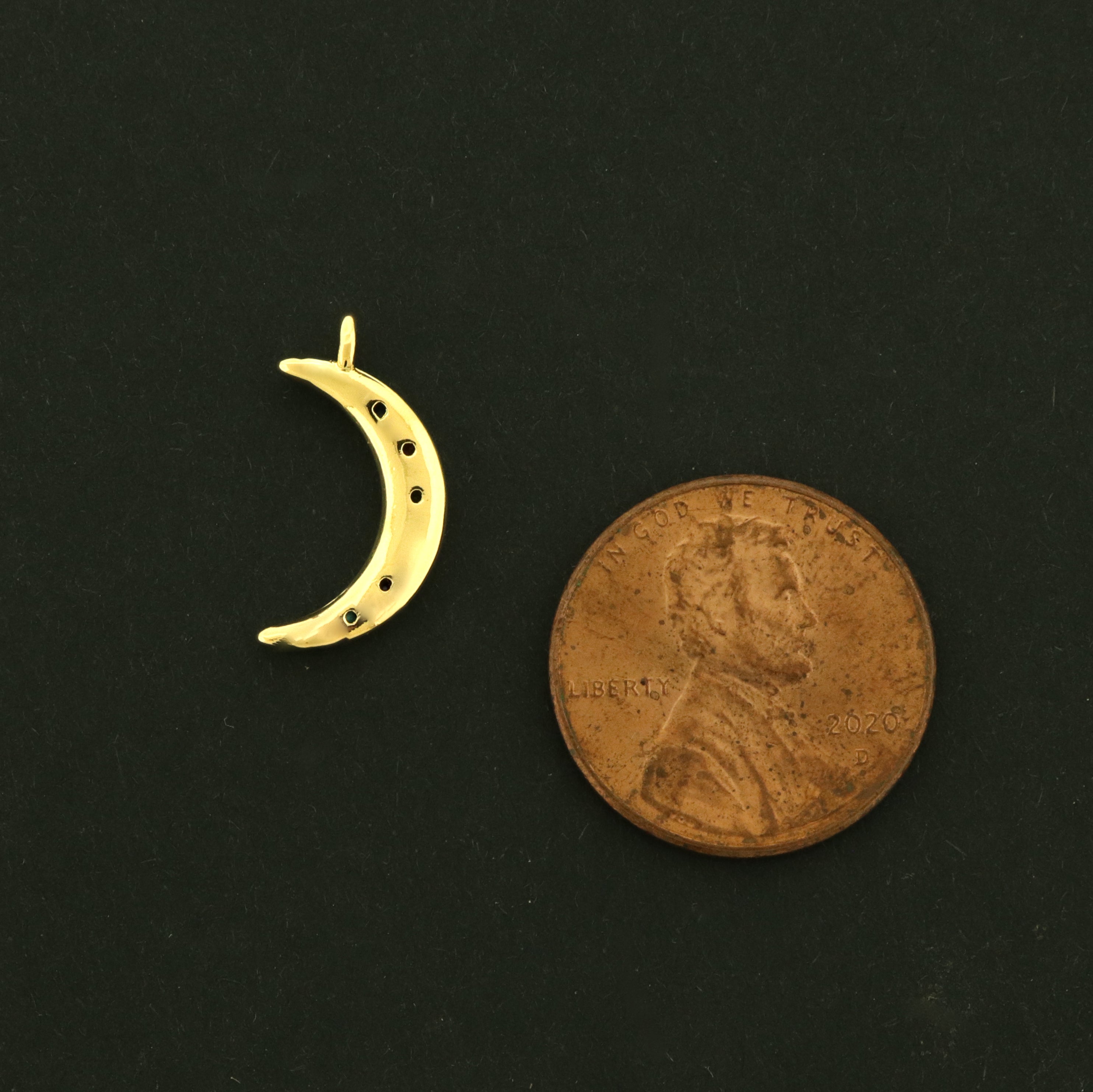 14k Moon Charm - Celestial Pendant - Choose 14k Gold Plated or White Gold!