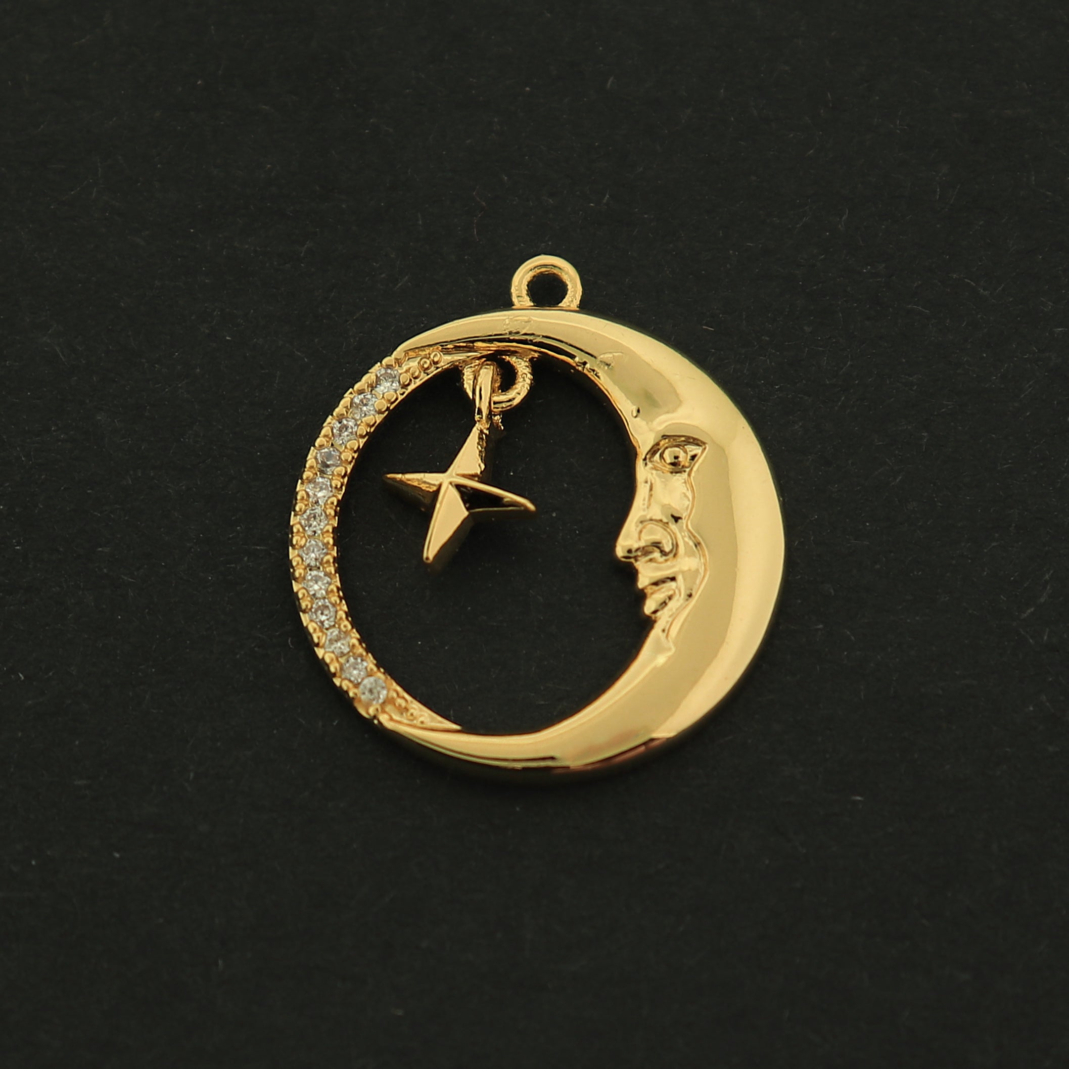 14k Moon and Star Charm - Celestial Pendant - 14k Gold Filled - GLD350
