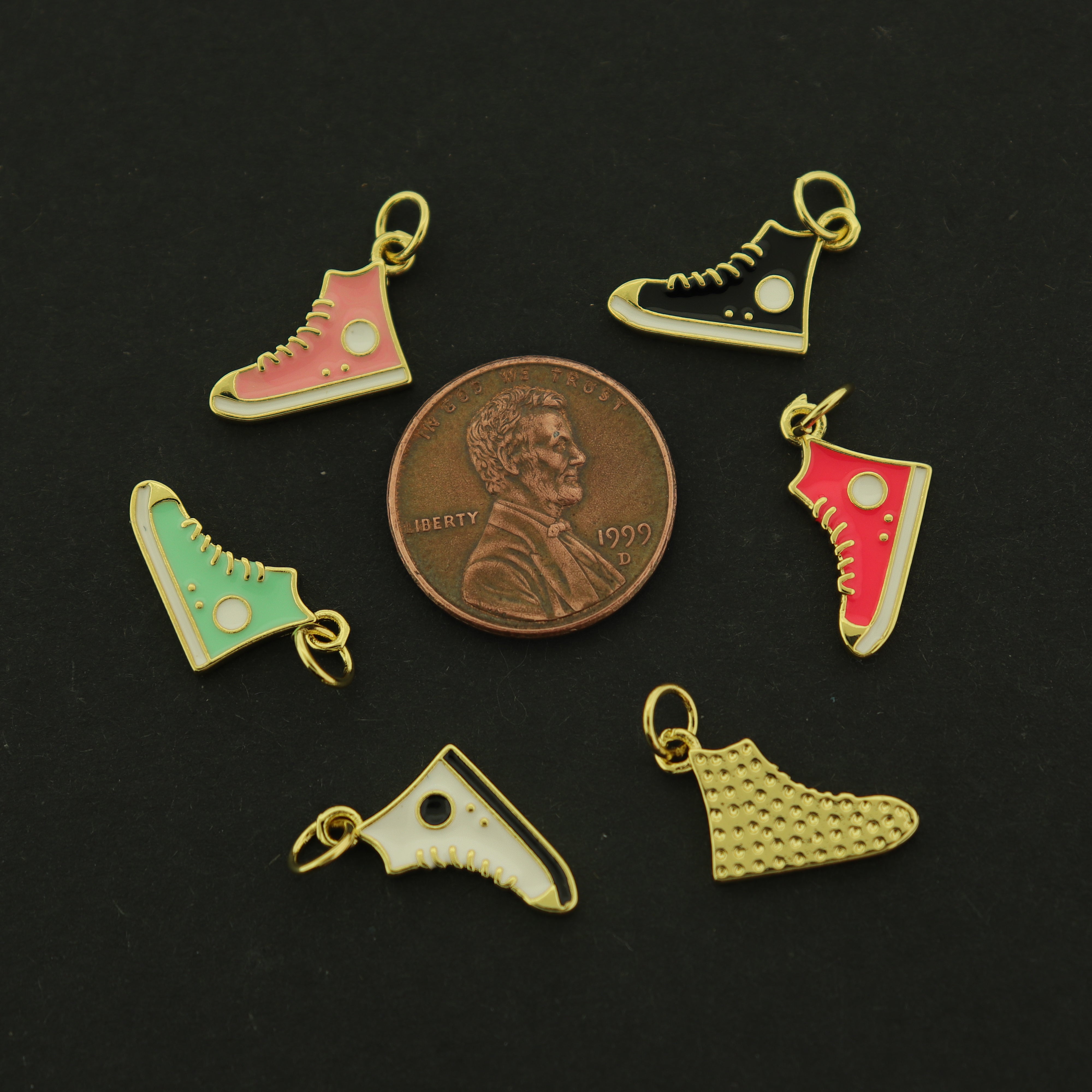 14k Shoe Charm - Choose Your Color - 14k Gold Plated Enamel Charm