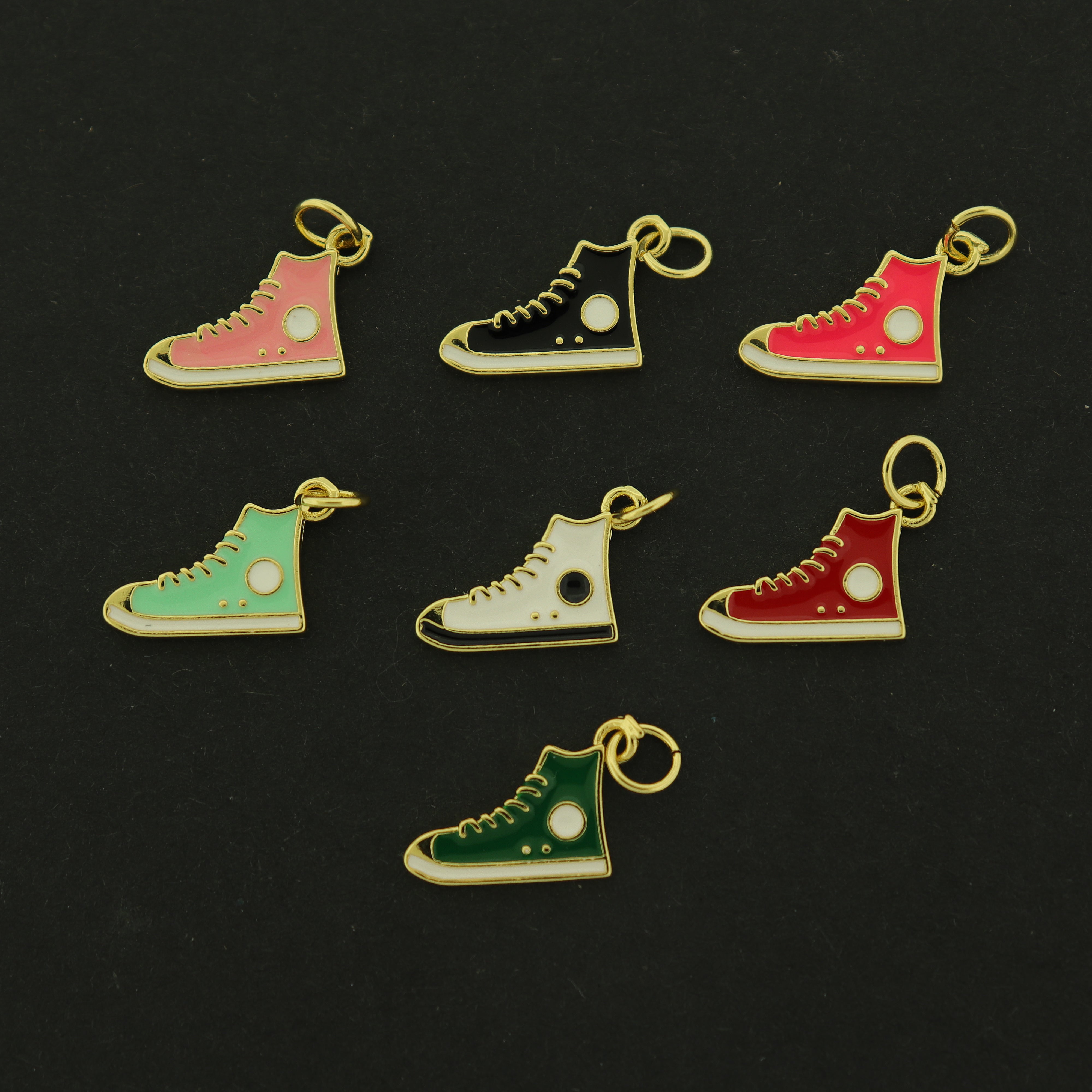 14k Shoe Charm - Choose Your Color - 14k Gold Plated Enamel Charm