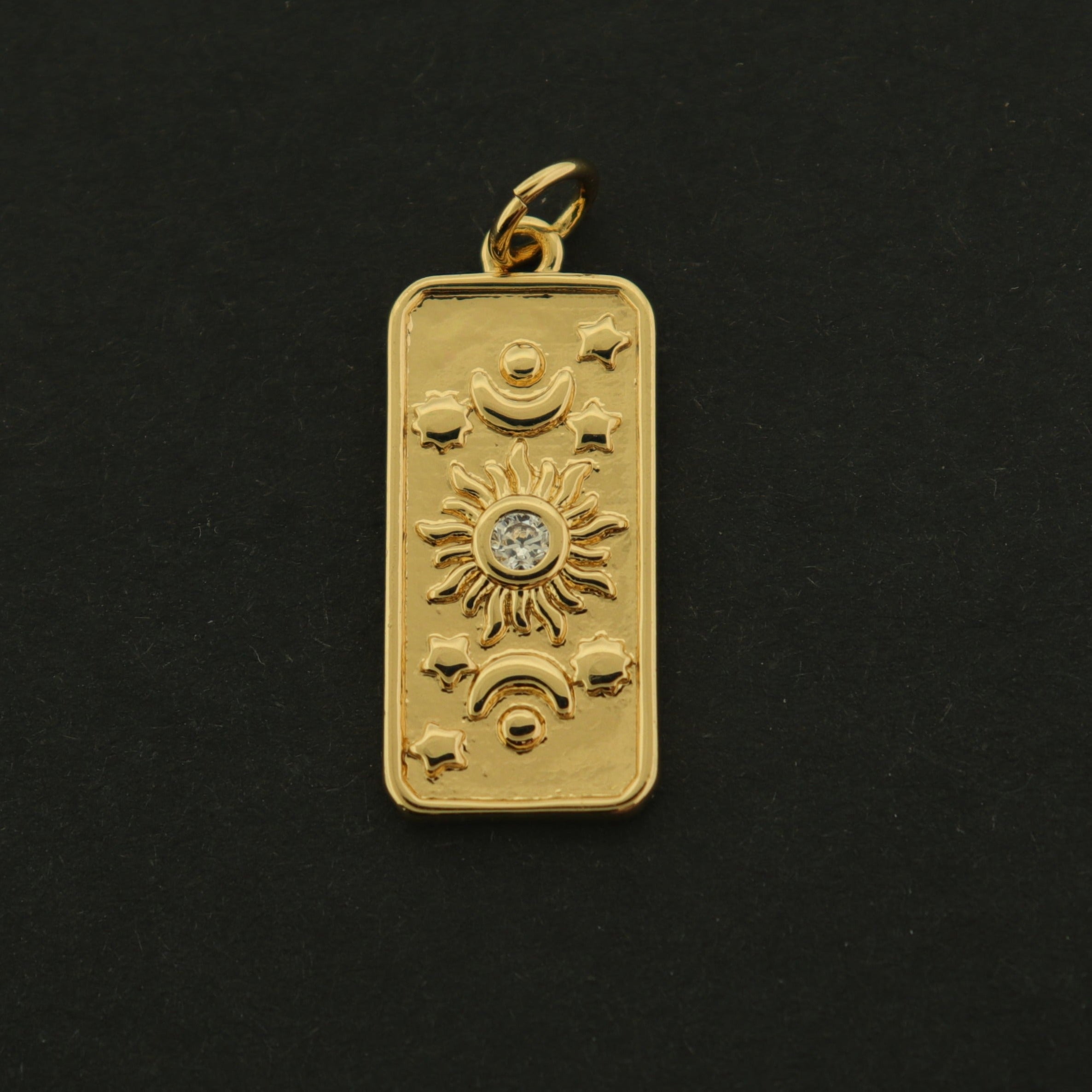 14k Sun Charm - Celestial Pendant - Choose 14k Gold Plated or White Gold Plated!
